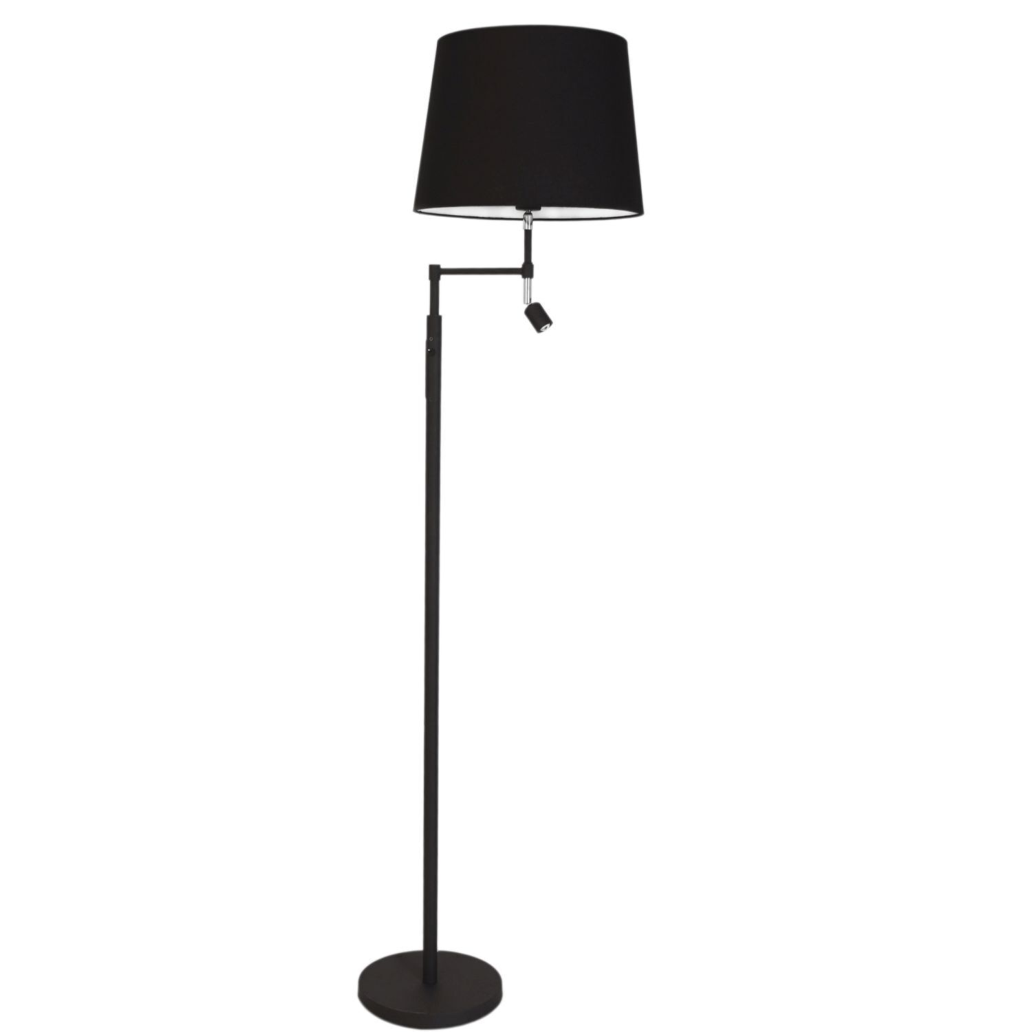 Stehlampe mit Leselampe 157 cm Schwarz Stoff Metall E27 + LED