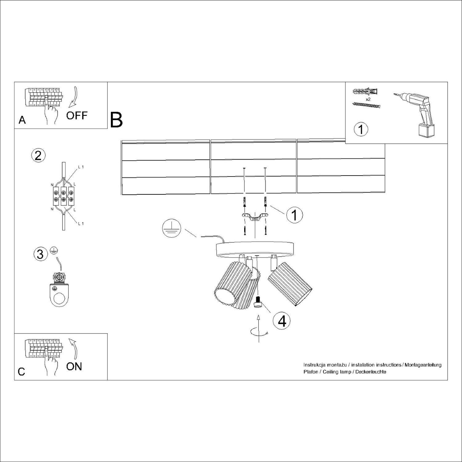 Deckenstrahler 3-flammig Ø 19,5 cm klein schwenkbar Rot GU10
