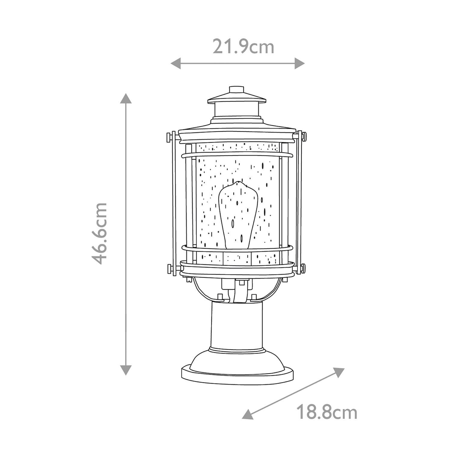 Sockelleuchte Aluminium Glas E27 IP44 46,6 cm hoch