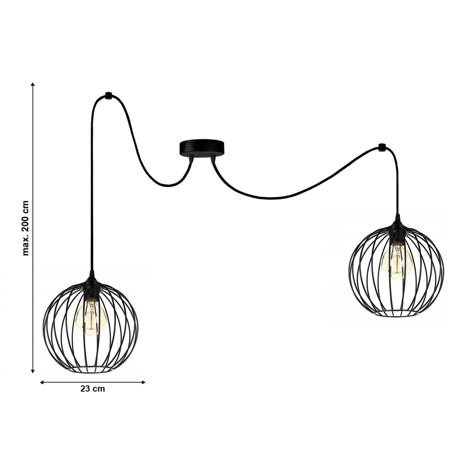 XXL Spider Hängelampe Draht Kugeln Metall E27 L:400 cm Lampe