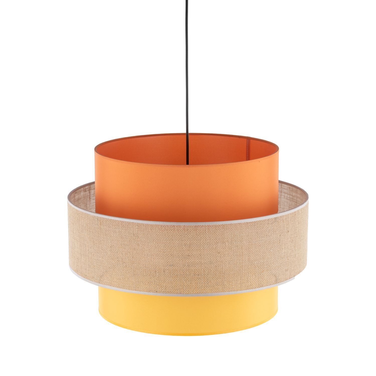 Hängeleuchte Stoff Jute Metall Ø 50 cm H: max. 1,6 m E27 Bunt Lampe