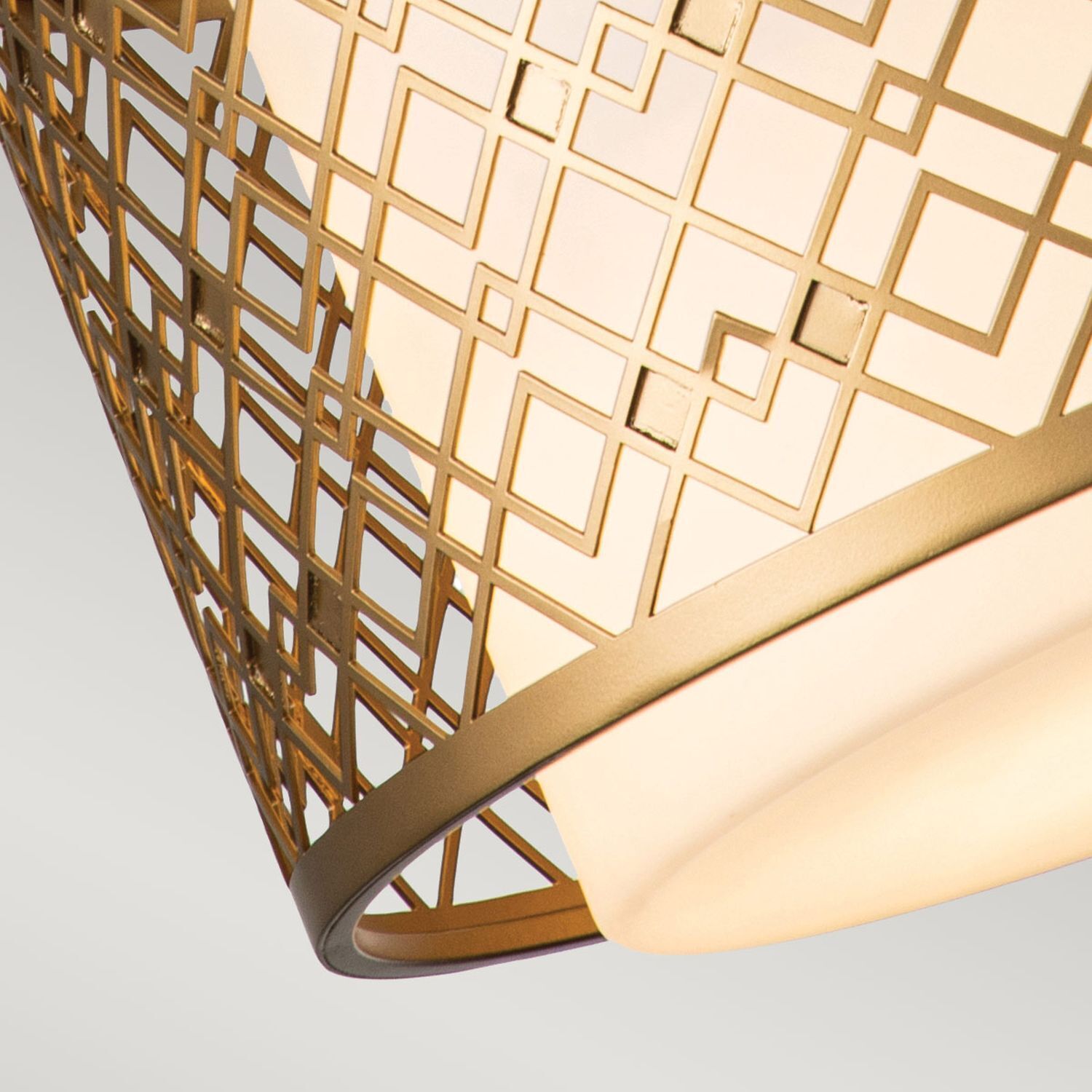 Hängeleuchte rund Ø 40,6 cm Höhe verstellbar in Gold Weiß Lampe, Lampenschirm, Beleuchtung