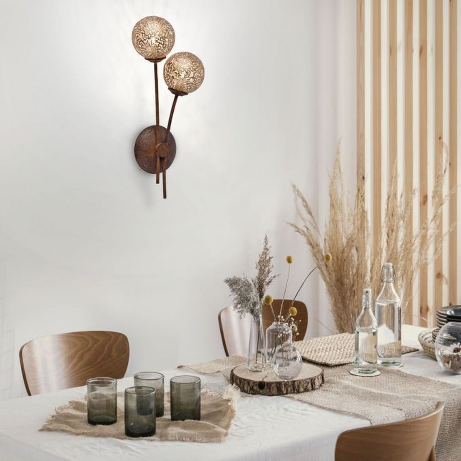 Wandleuchte Rustikal Rostbraun Gold H:44 cm G9 2-flmg Innenarchitektur, Esstisch, Tisch, Esszimmer, Tischplatte