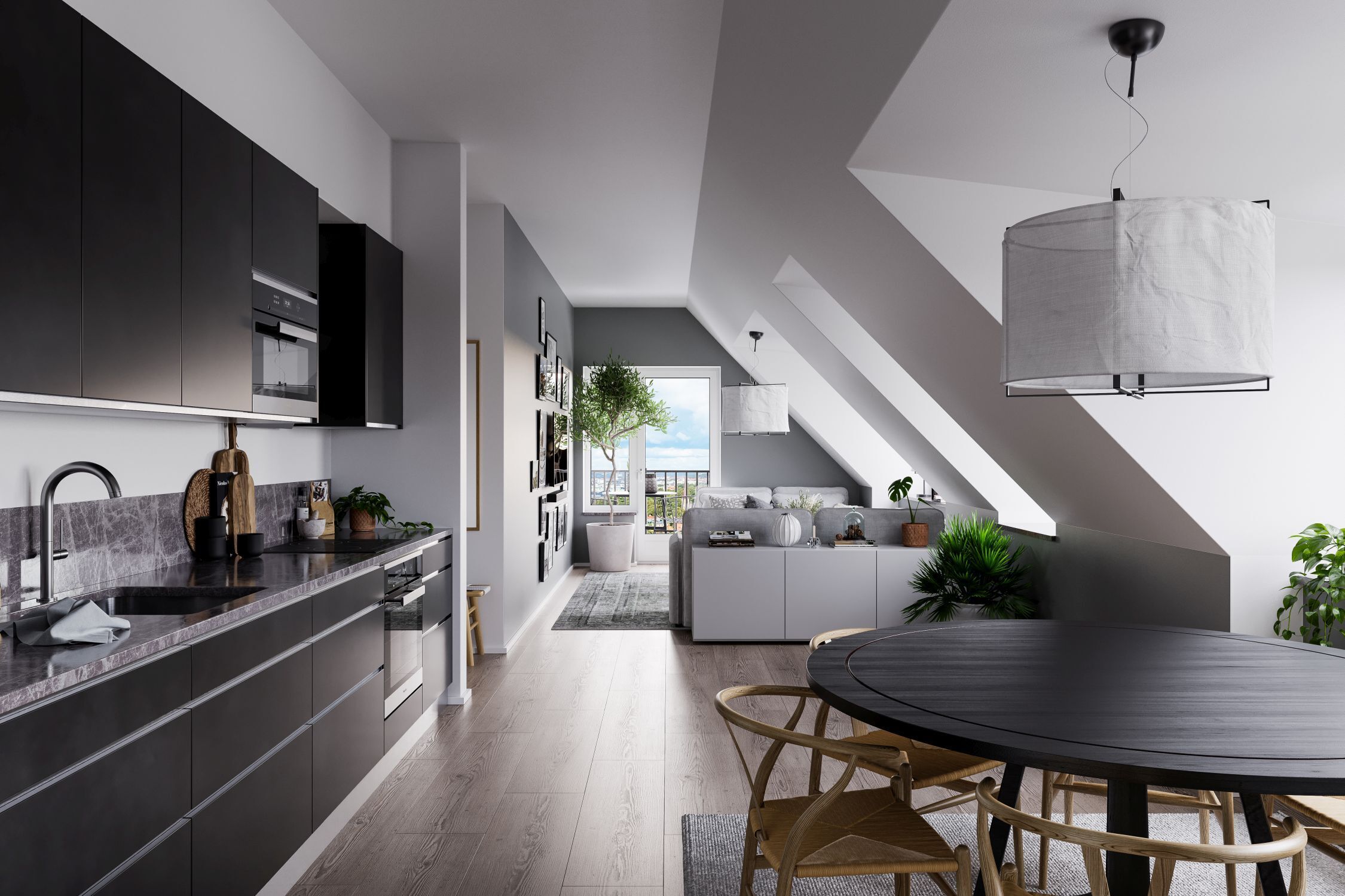 Hängelampe Weiß Schwarz B: 61,5 cm Metall Stoff E27 Drinnen, Innenarchitektur, Küche, Dachboden, Dekoration für Zuhause