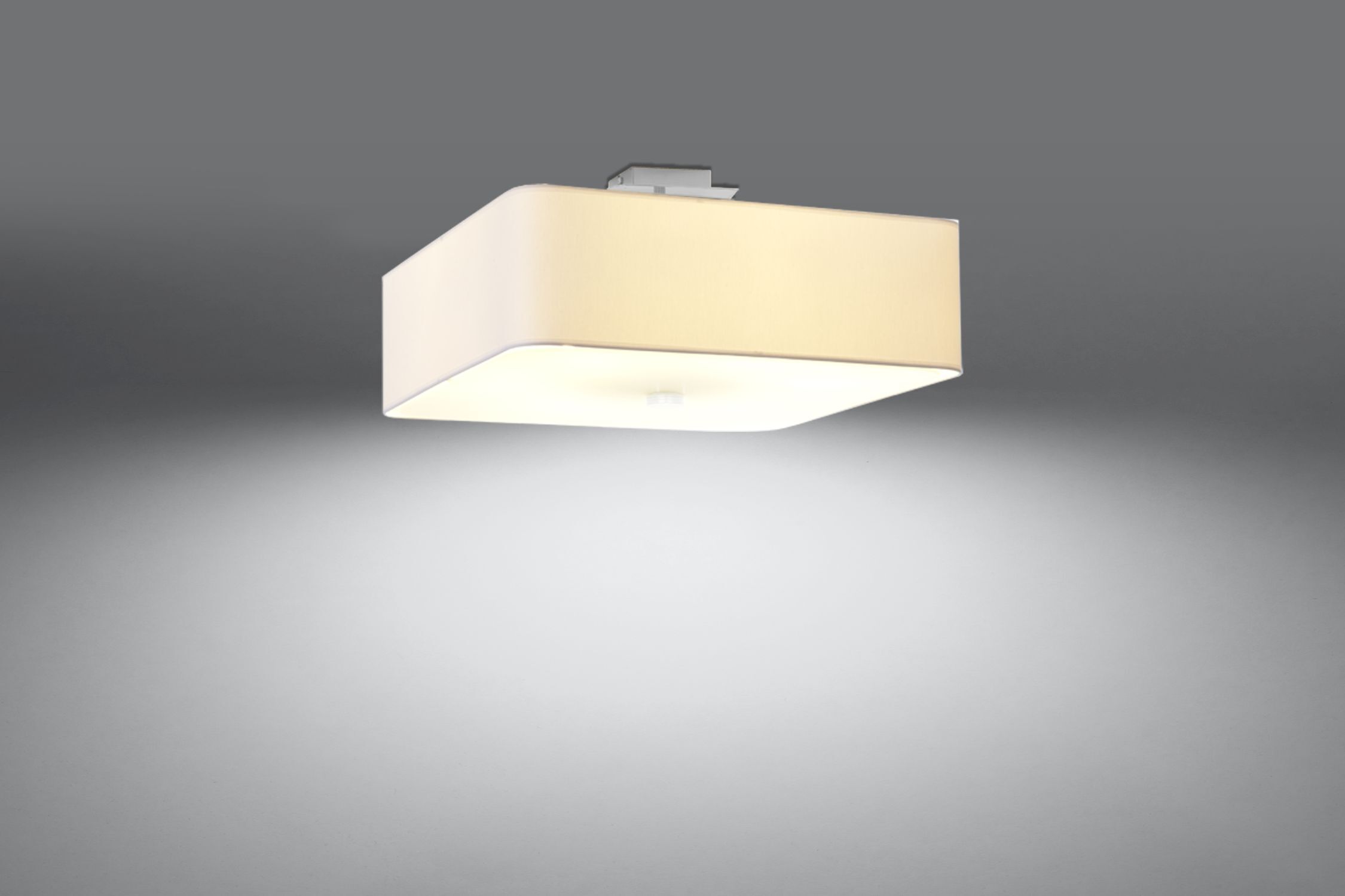 Deckenlampe Weiß quadratisch B: 45 cm Stoff Glas 5x E27