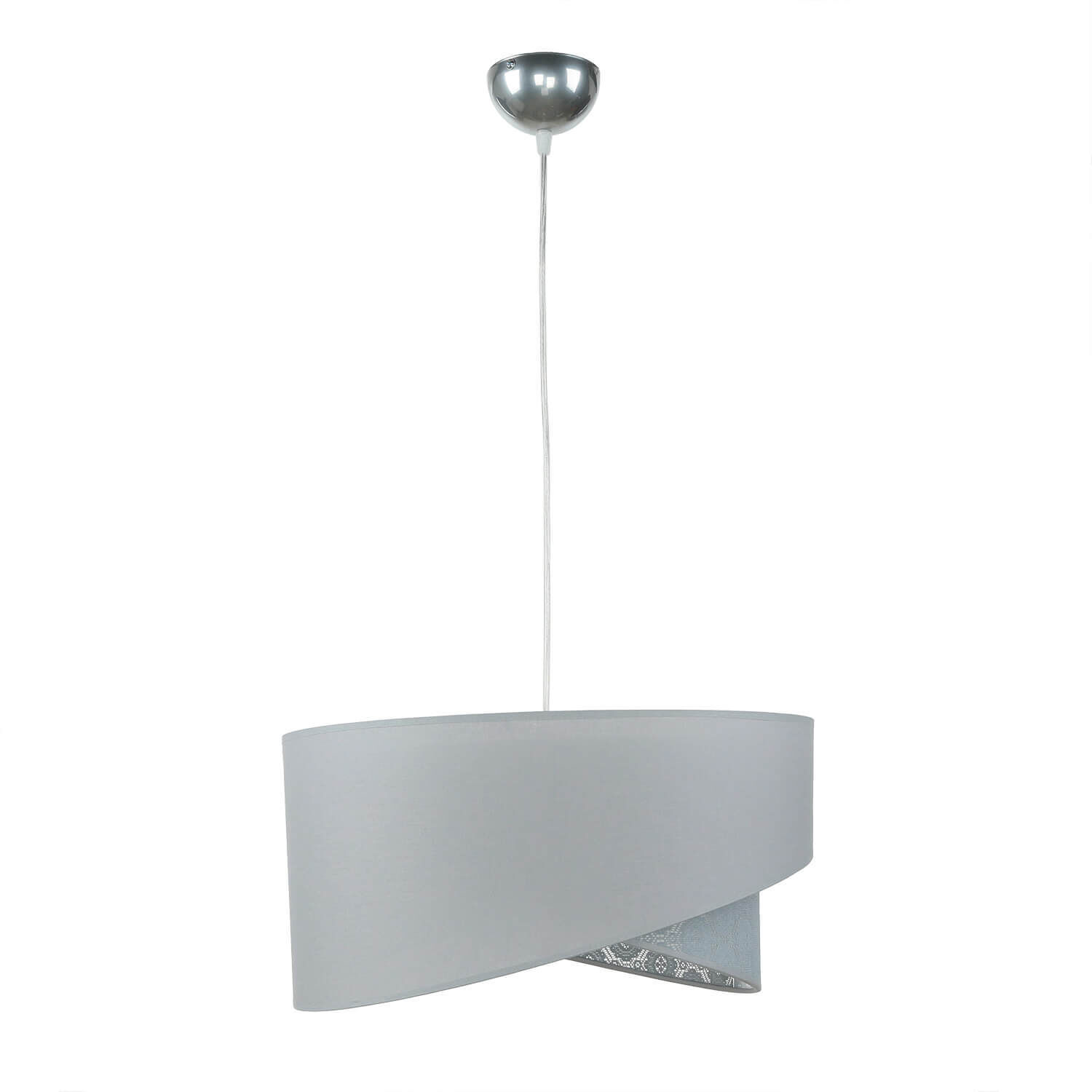 Graue Hängelampe Stoff Spitze SELMA Schlafzimmer Lampe