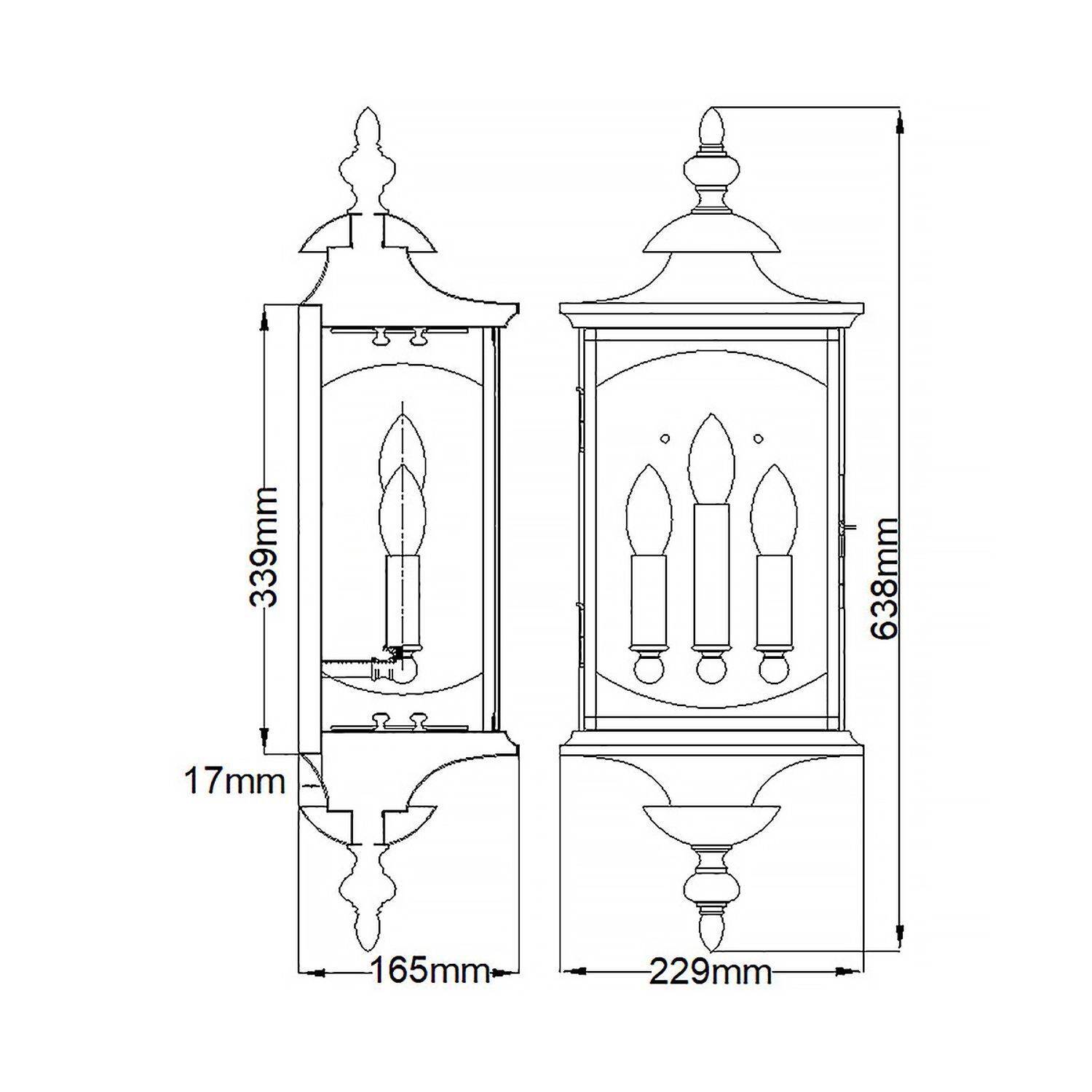 Außenwandleuchte groß H: 63,8 cm Glas Alu E14 IP44
