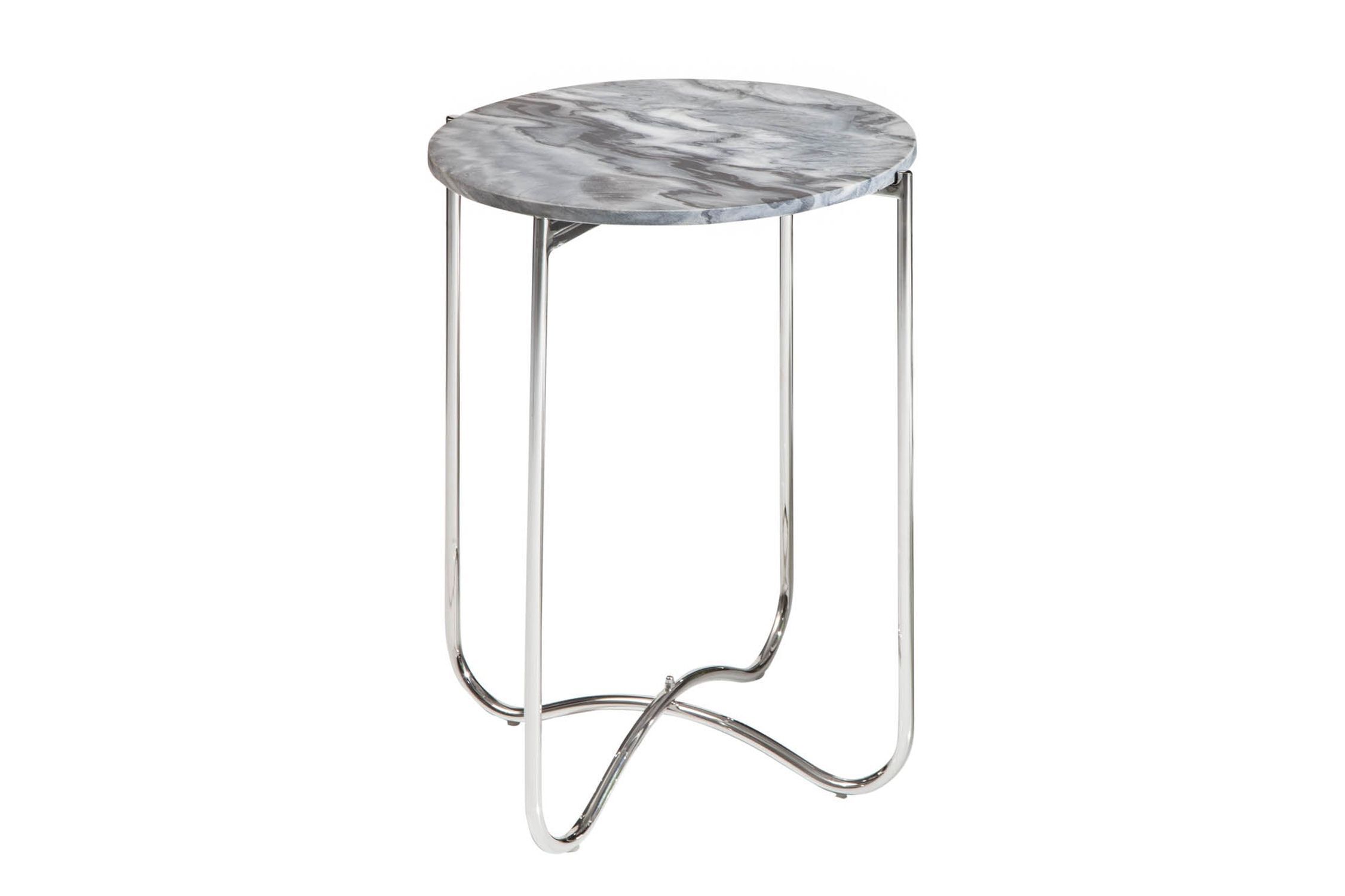 Beistelltisch Marmor Metall in Grau Silber 43x43 cm