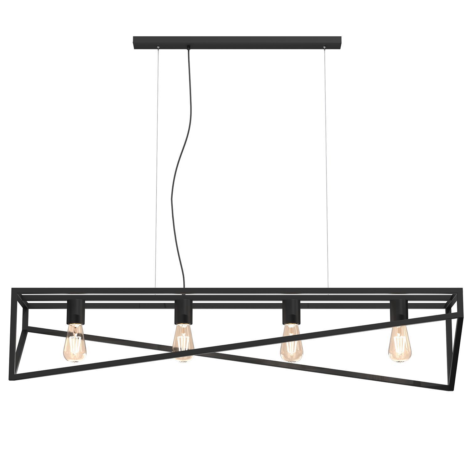 Lange Hängelampe Metall Schwarz E27 100 cm Industrial