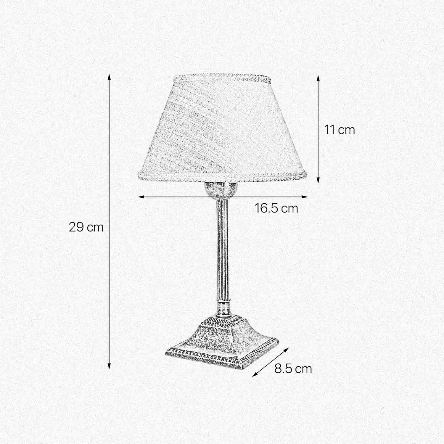 Tischleuchte E14 Messing Stoff 29 cm in Bronze Antik Weiß