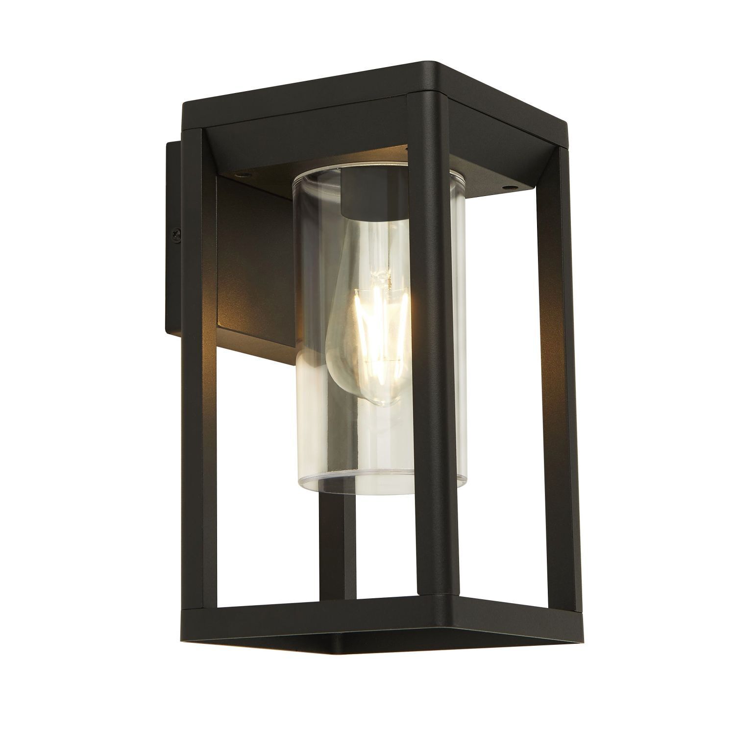 Wandleuchte außen Schwarz matt Klar IP44 H: 27 cm