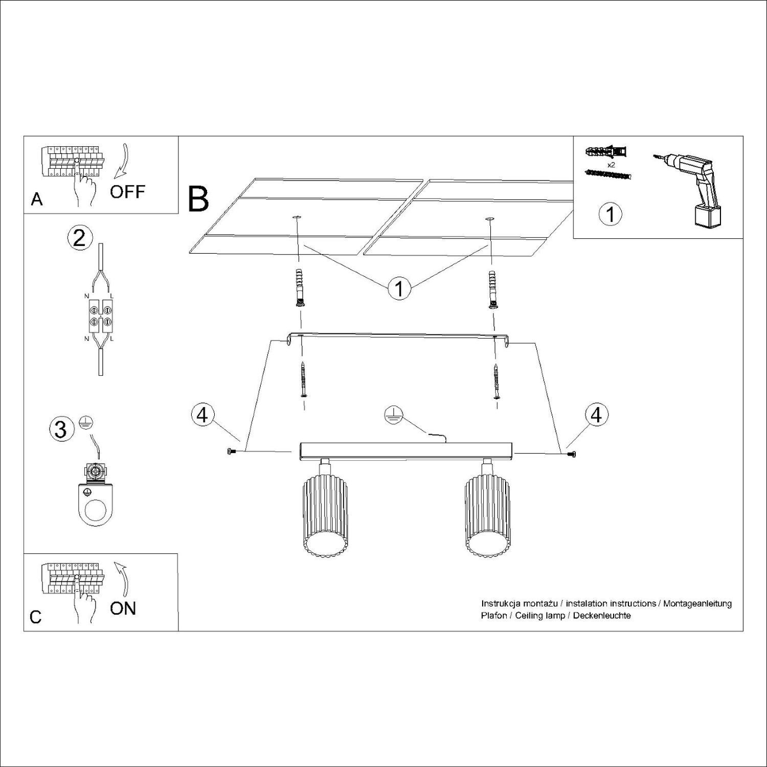Deckenstrahler 2-flammig B: 30 cm klein schwenkbar GU10 Grün