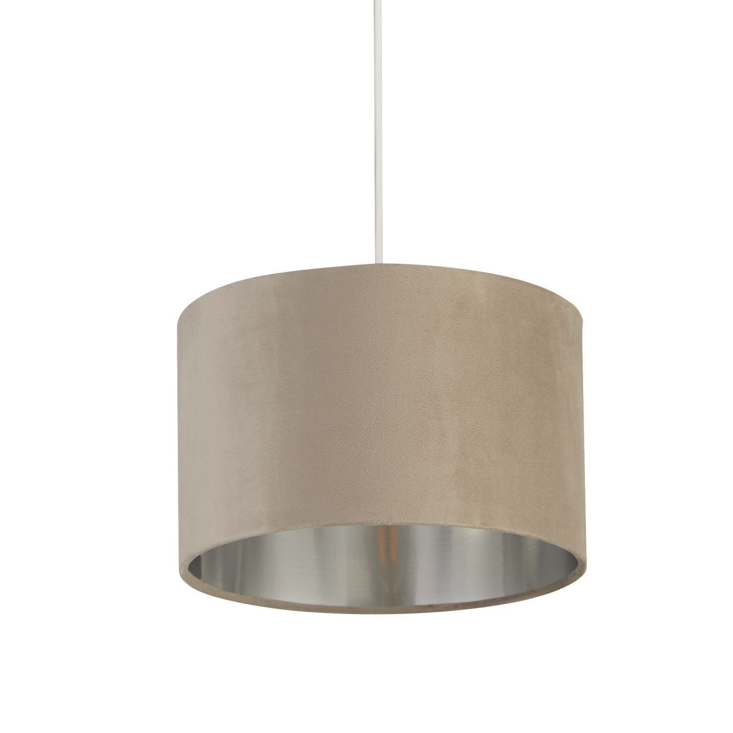 Lampenschirm Pendelleuchte Ø 28 cm Taupe Silber Stoff