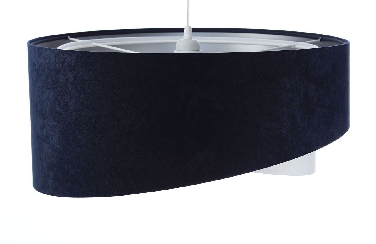 Hängeleuchte Stoff Schirm Ø 50 cm E27 in Blau Weiß Silber