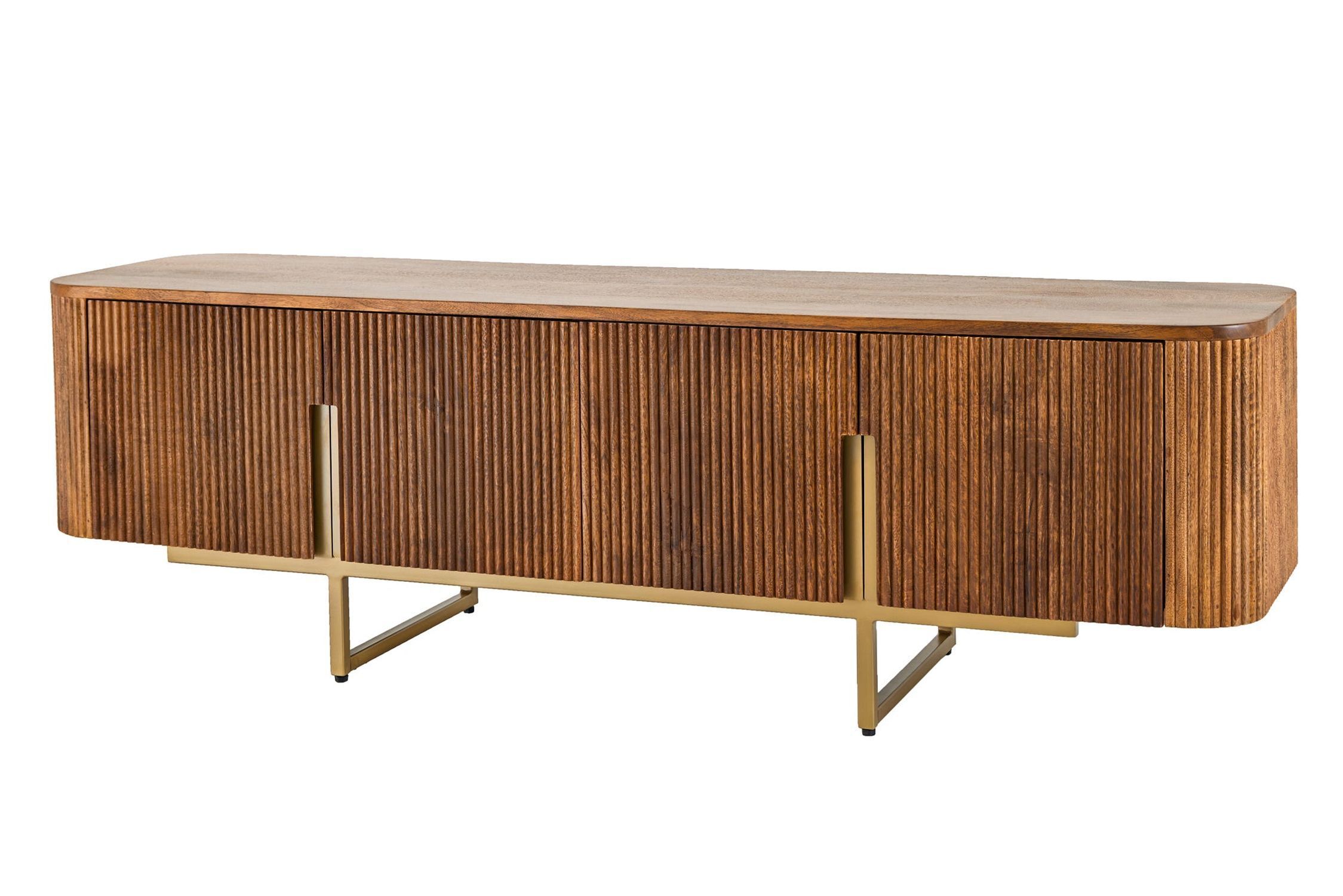 TV Lowboard 160 cm Holz Metall Art Déco Design