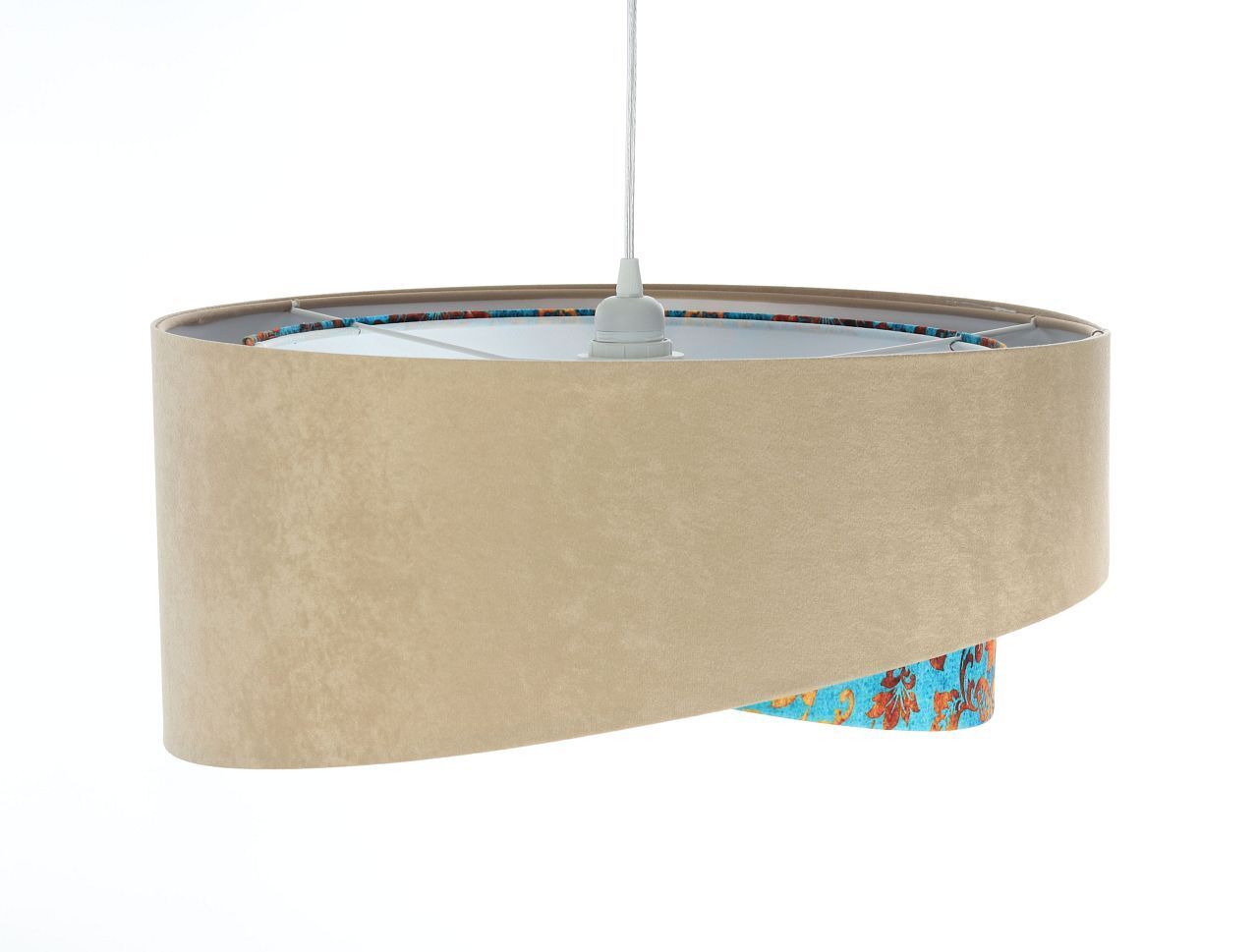 Pendelleuchte E27 rund Ø 50 cm Stoff Velours Optik Beige Bunt