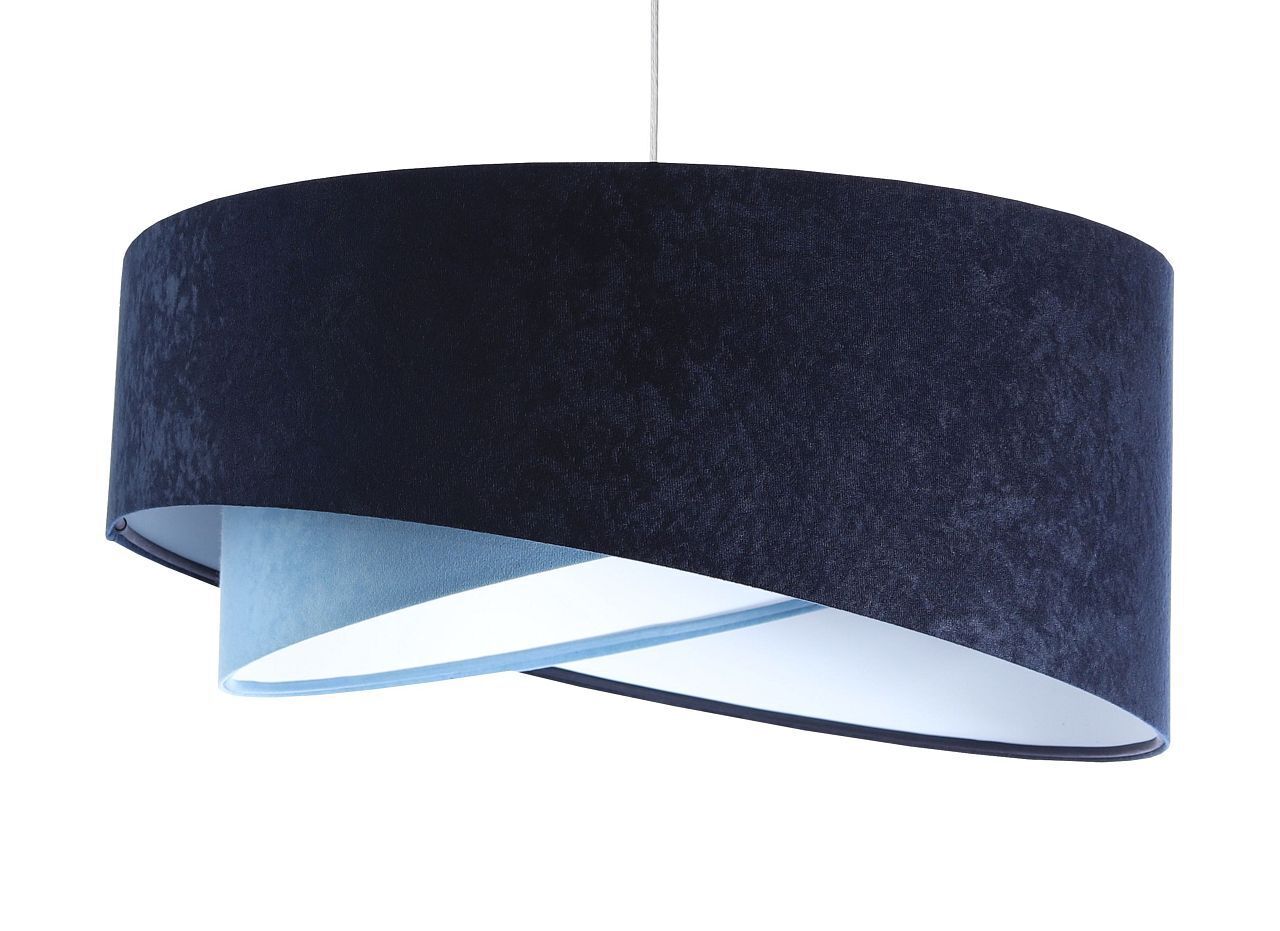 Hängeleuchte Blau E27 rund D: 50 cm Velours Optik Stoff