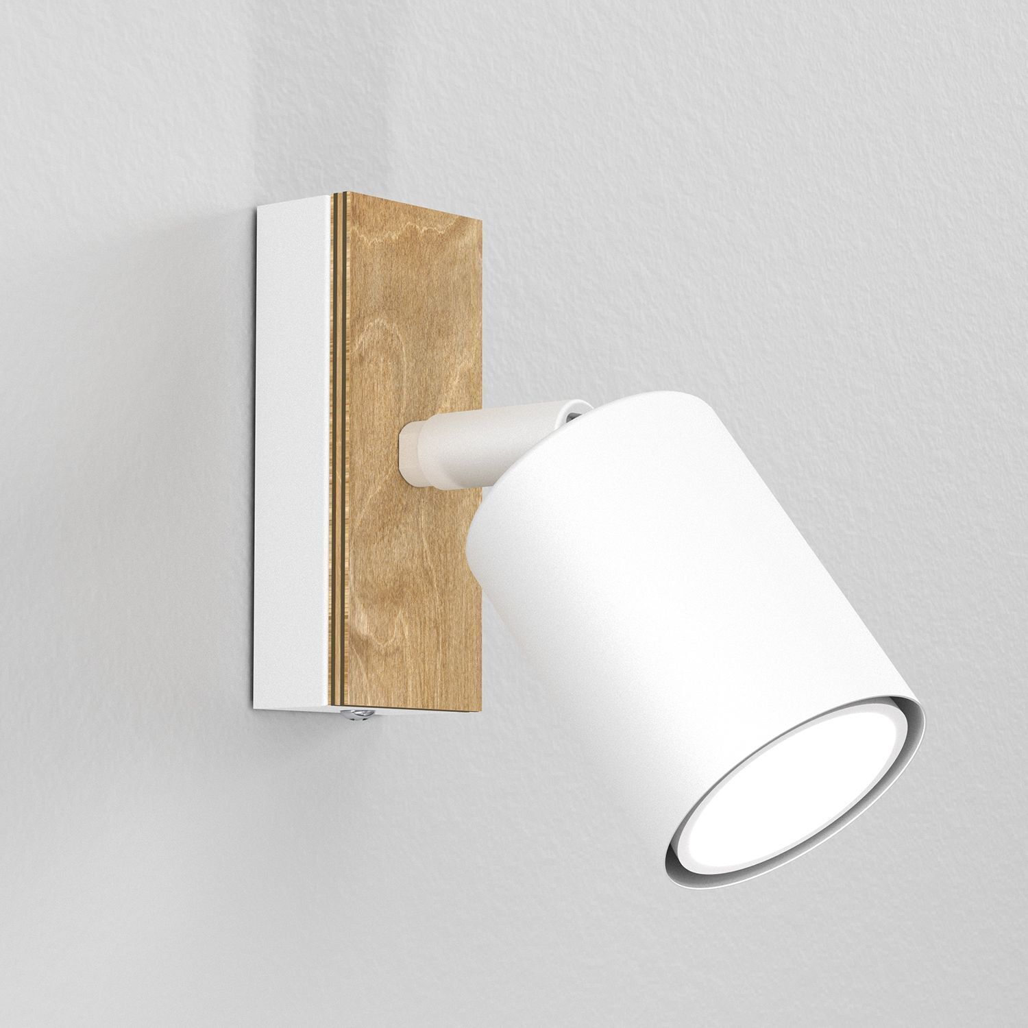Wandspot flexibel Holz Metall Weiß Natur H:14 cm GU10 Beleuchtung, Lampe