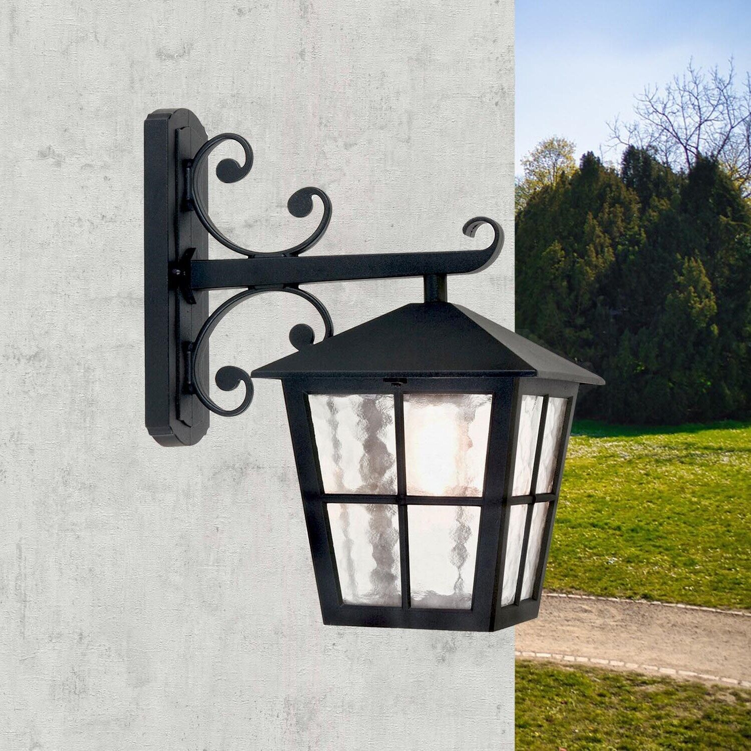 Idyllische Wandlampe LUDGER Schwarz Rustikal Hof