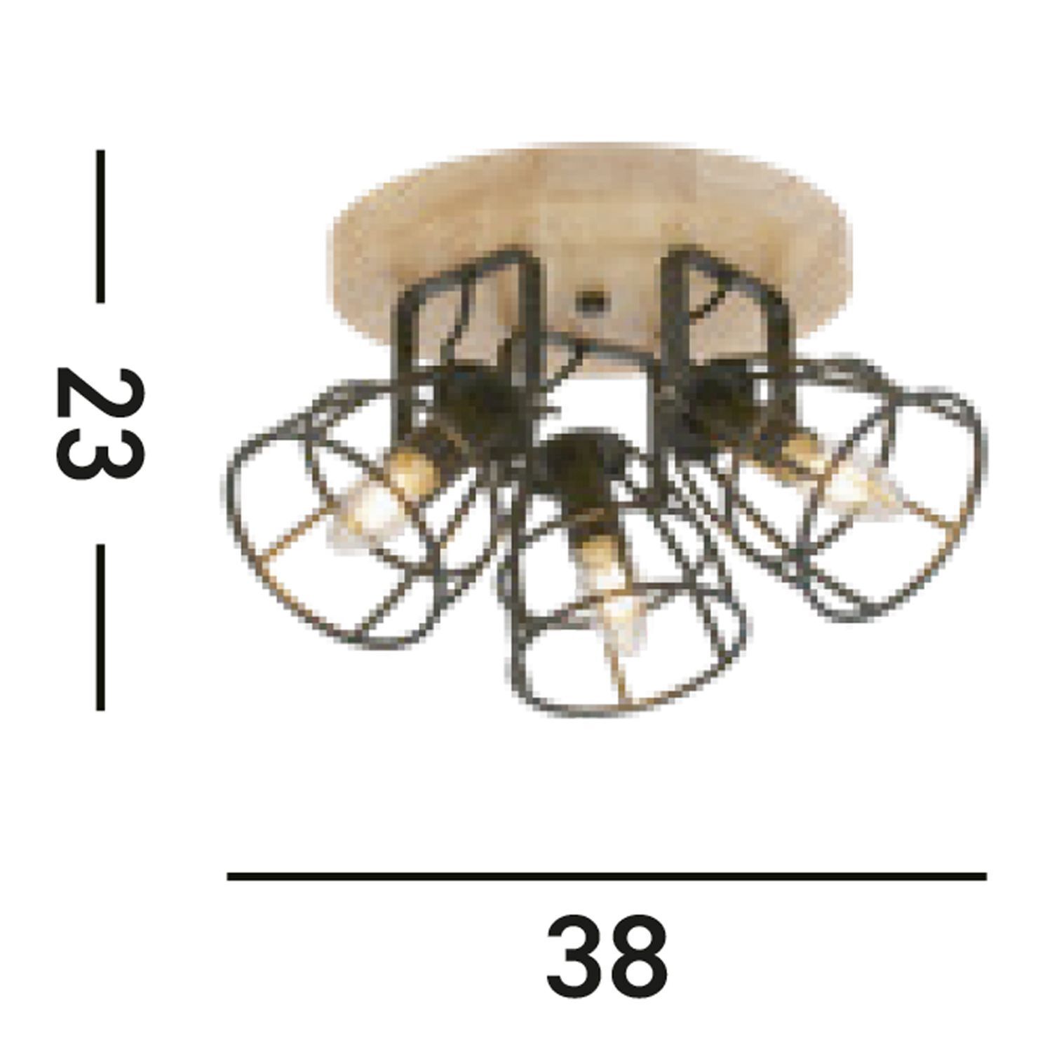 Verstellbarer Deckenspot Holz Metall Ø38 cm 3-flammig