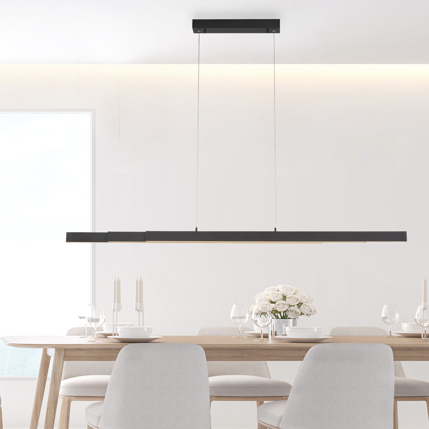 LED Pendelleuchte Anthrazit Metall 13 W 165 cm länglich
