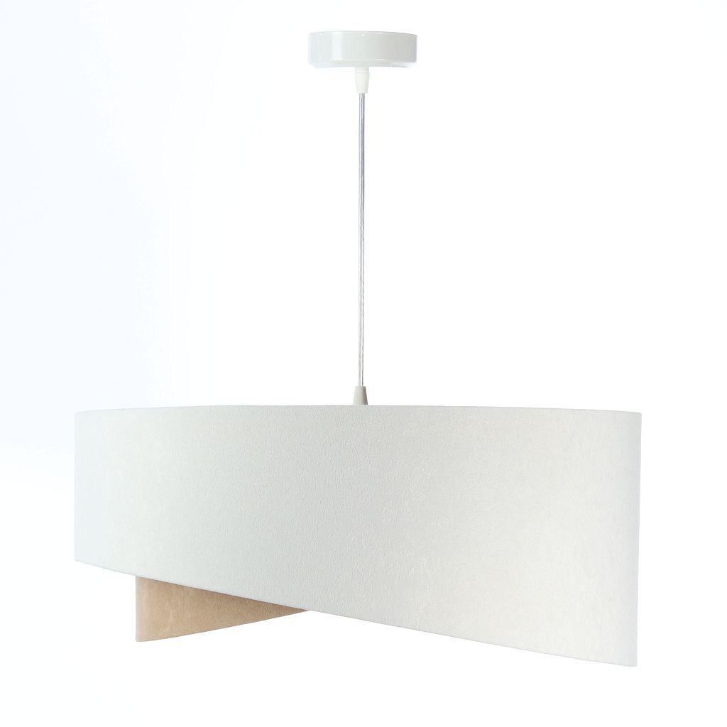 Hängeleuchte Stoff E27 rund Ø 50 cm in Weiß Beige Gold