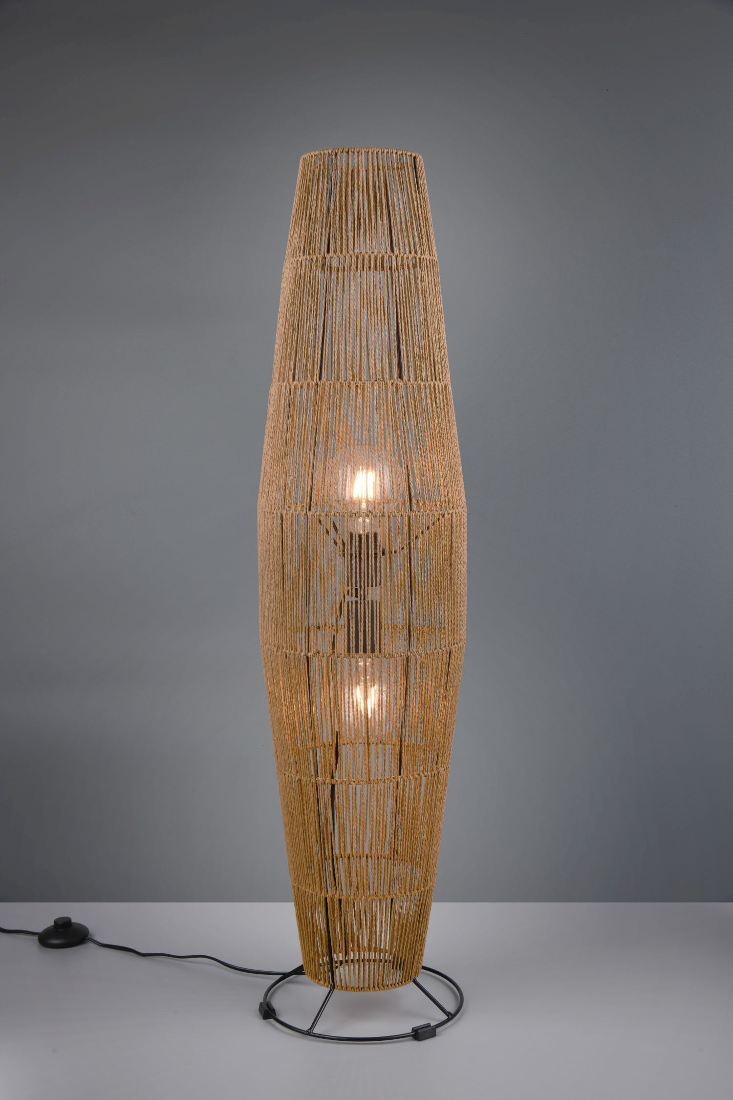 Stehleuchte Papier Metall Schwarz Braun E27 103 cm Lampe, Lampenschirm