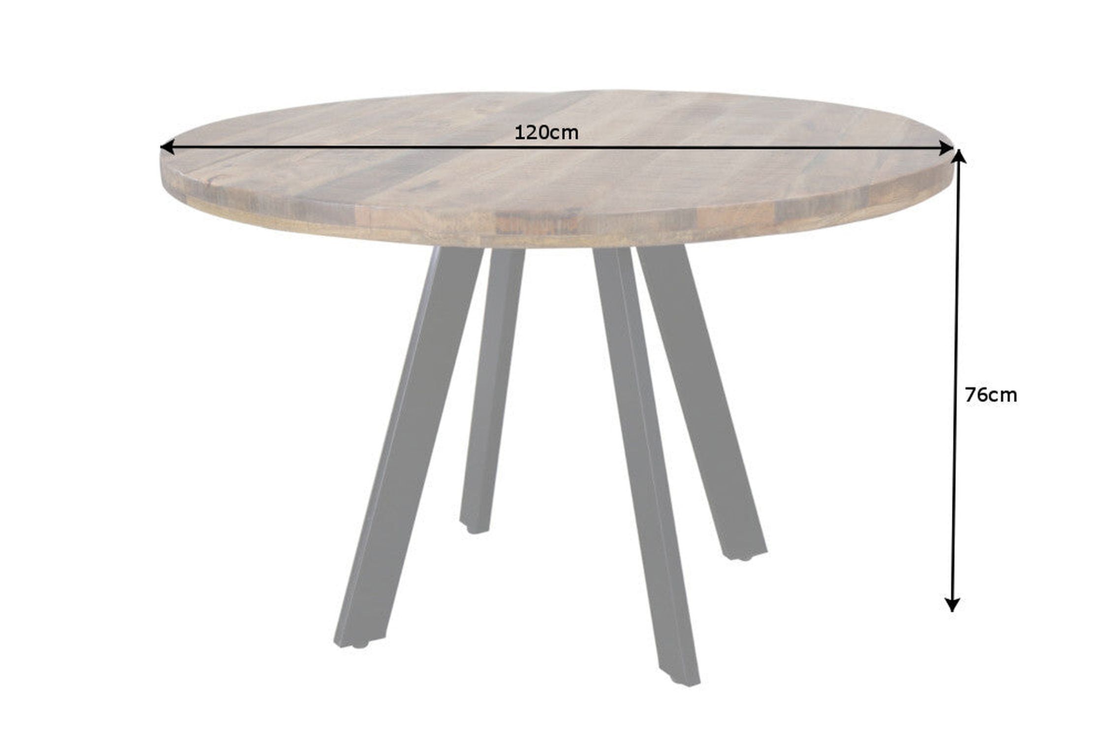Esstisch rund Ø 120 cm Mango Holz Metall Industrial Design