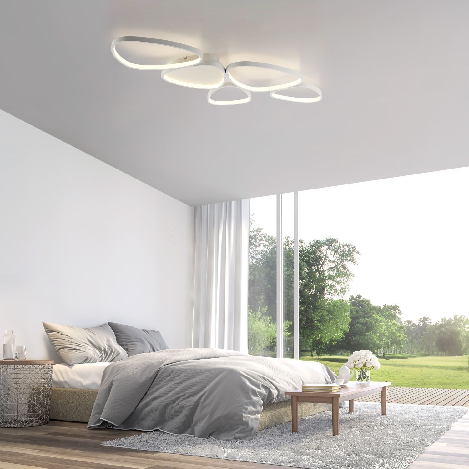 LED Deckenlampe Weiß Metall 3000 K 6100 lm L:116,5 cm