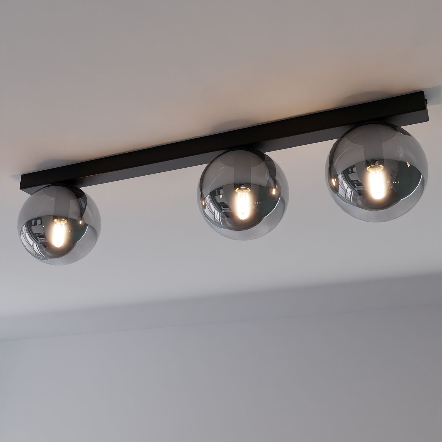 Deckenlampe 3-flammig 70 cm Rauchglas Metall E14 IRENE