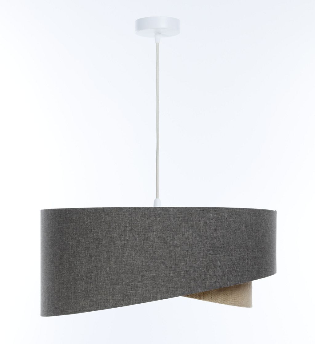 Pendelleuchte E27 rund Ø 40 cm Braun Beige Stoff Modern