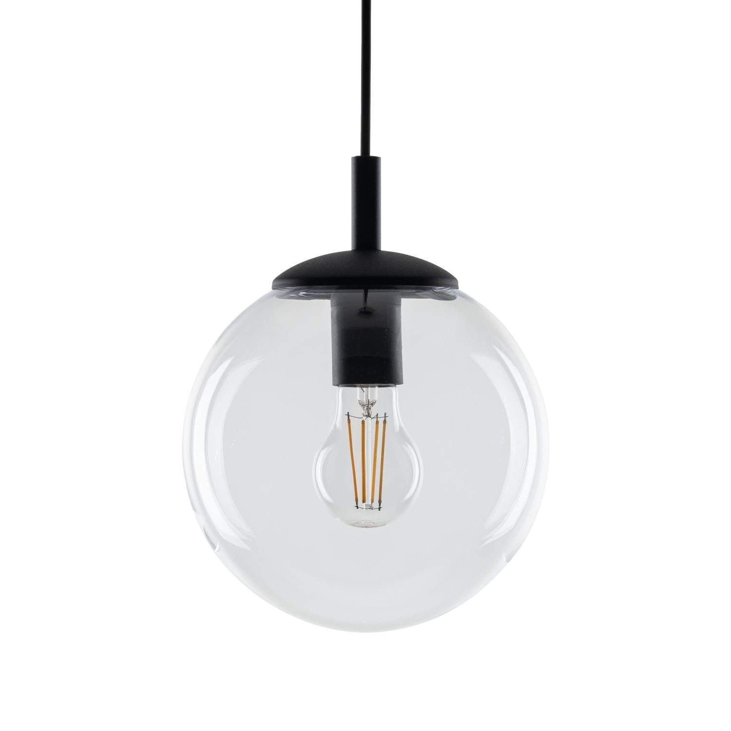 Hängeleuchte Glas Metall Ø 30 cm rund E27 Kugel H: max. 1,7 m