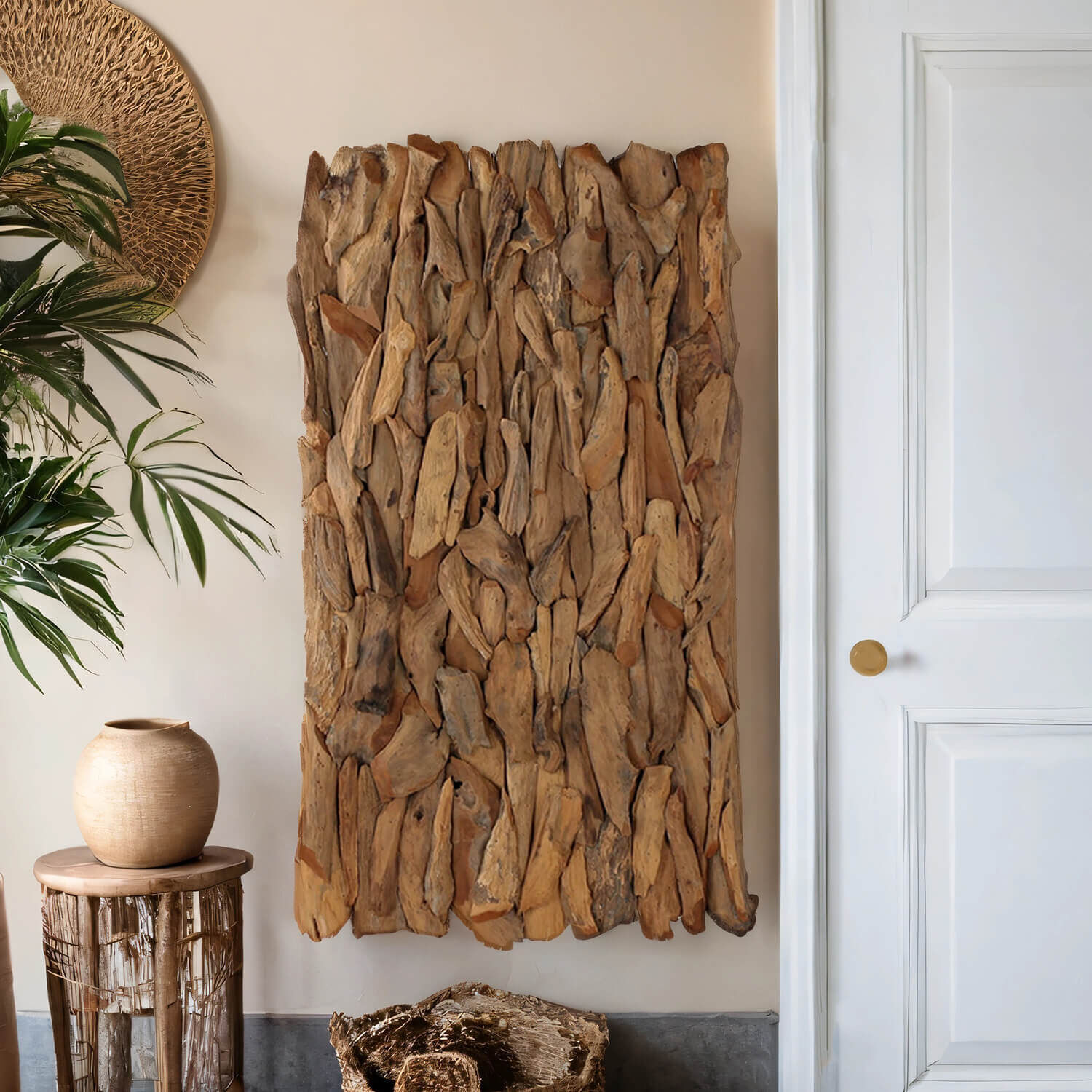 Wanddekoration Teakholz B: 50 cm H: 90 cm Unikat Handarbeit Drinnen, Innenarchitektur, Holz, Hartholz