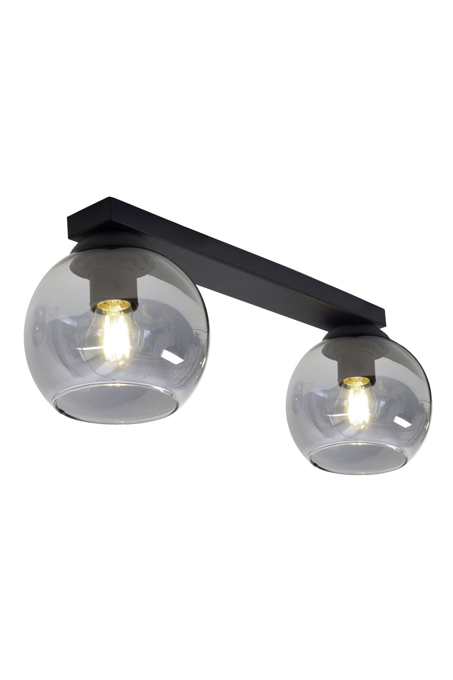 Deckenleuchte Rauchglas Schwarz blendarm E27 42 cm lang Leuchte, Deckenleuchte