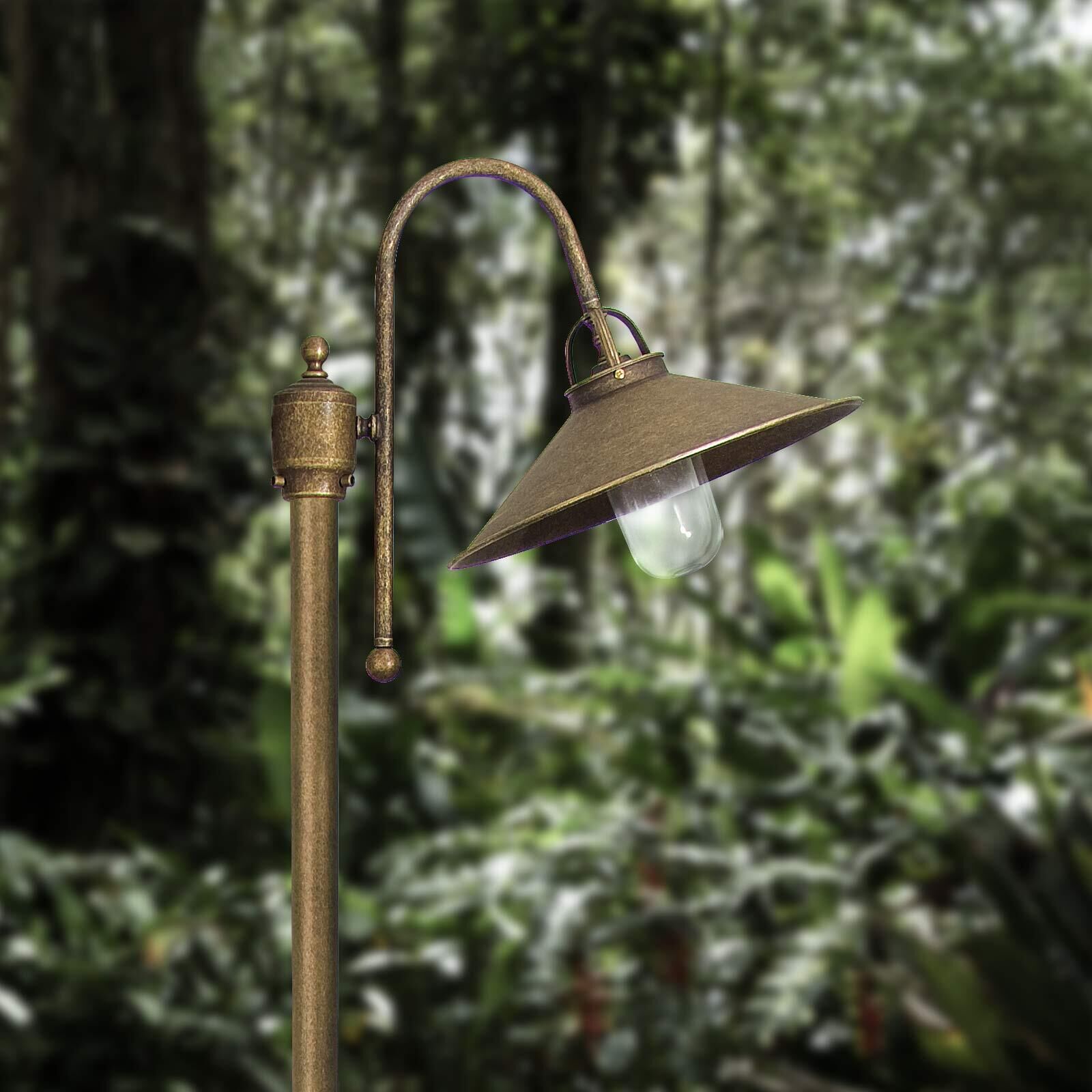 Maritime Wegeleuchte Messing Glas IP44 210 cm hoch E27 Lampe