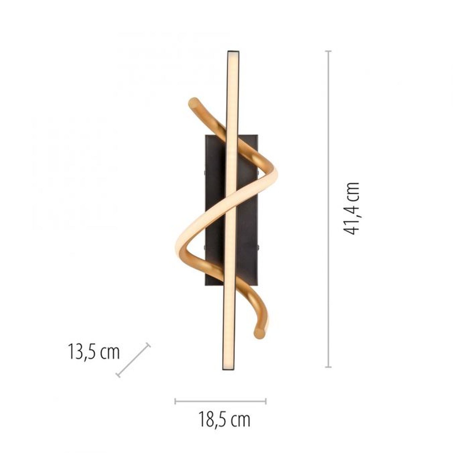 LED Wandlampe Metall dimmbar 3000 K Schwarz Messing LED Wandlampe Metall dimmbar 3000 K Schwarz Messing