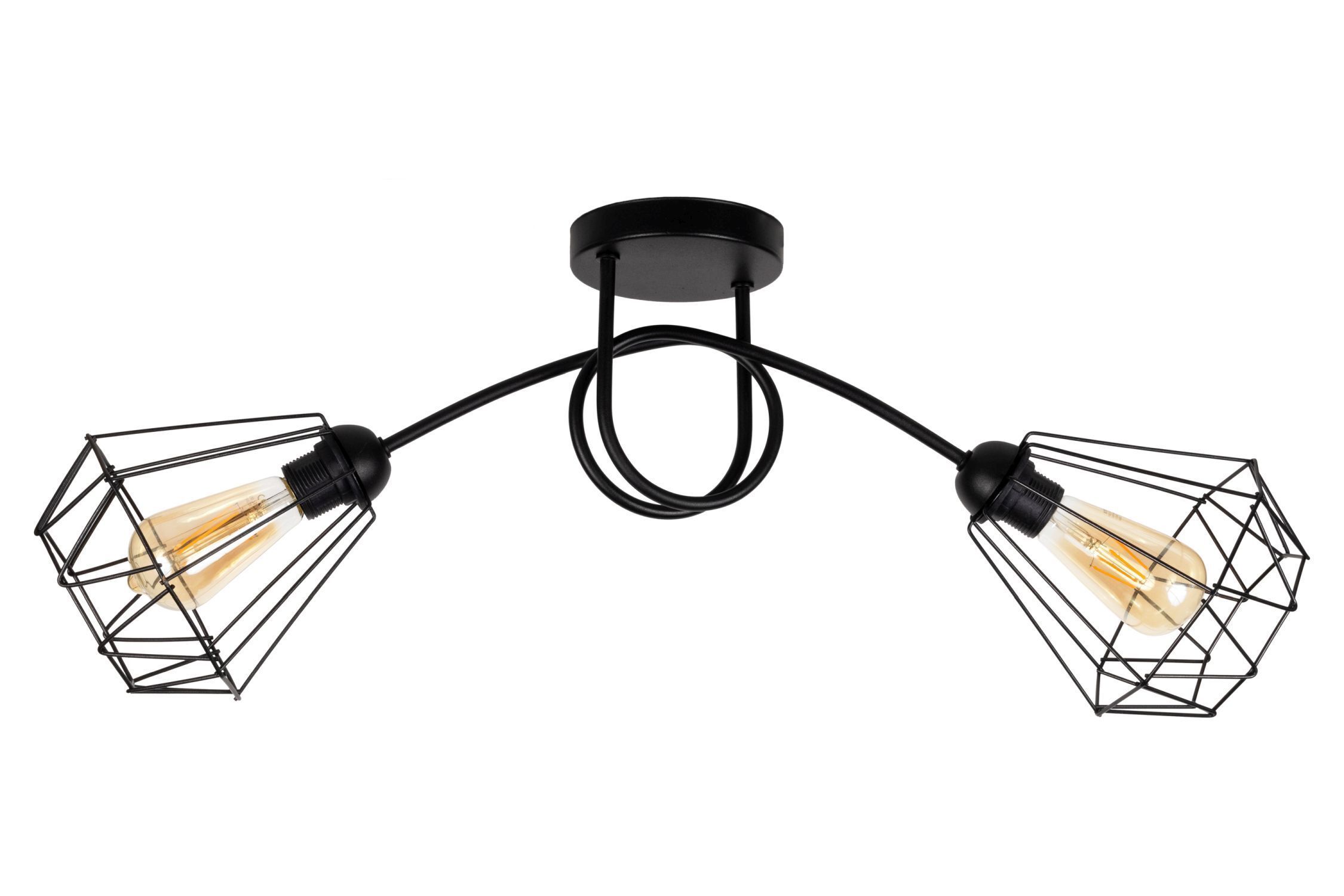 Schwarze Deckenlampe Retro Metall E27 L:90 cm 2-flammig Leuchte, Deckenleuchte, Lampe