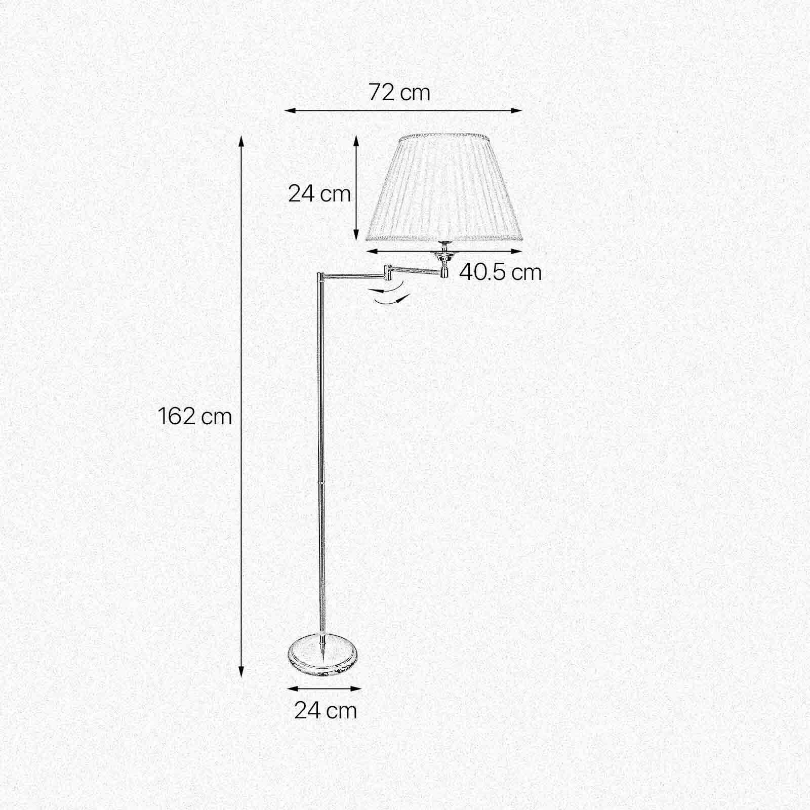 Stehlampe Gelenkarm 162 cm Messing Stoff E27 Wohnzimmer Lampe, Lampenschirm