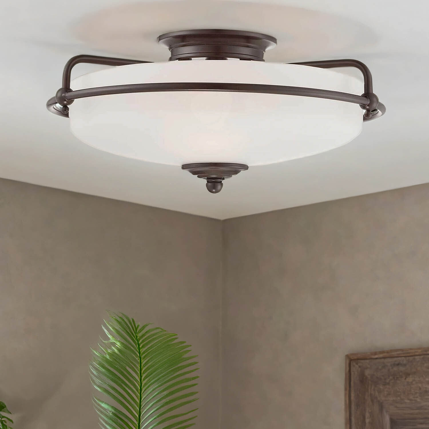 Deckenlampe rund D: 42,2 cm 3x E277 in Bronze antik Weiß Deckenleuchte, Leuchte