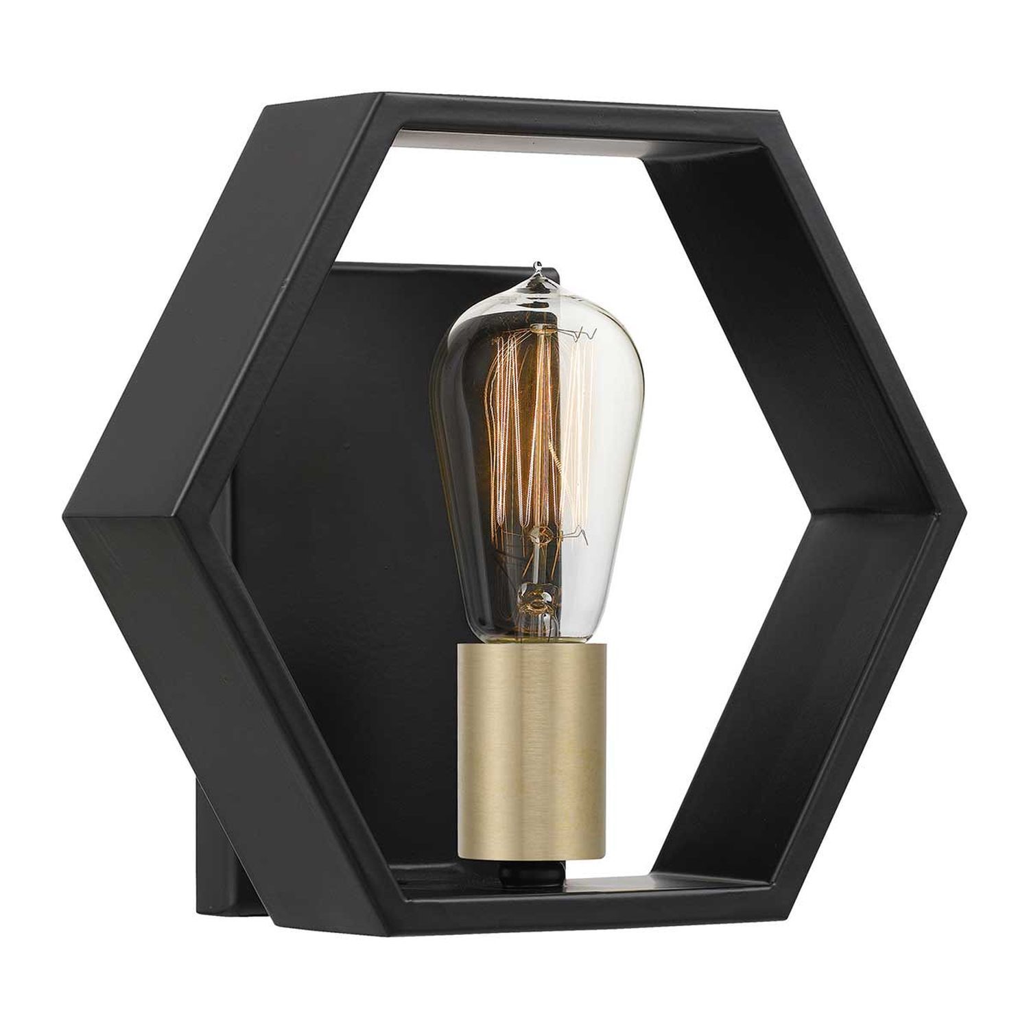 Wandlampe Metall B: 25,4 cm in Schwarz Gold Modern