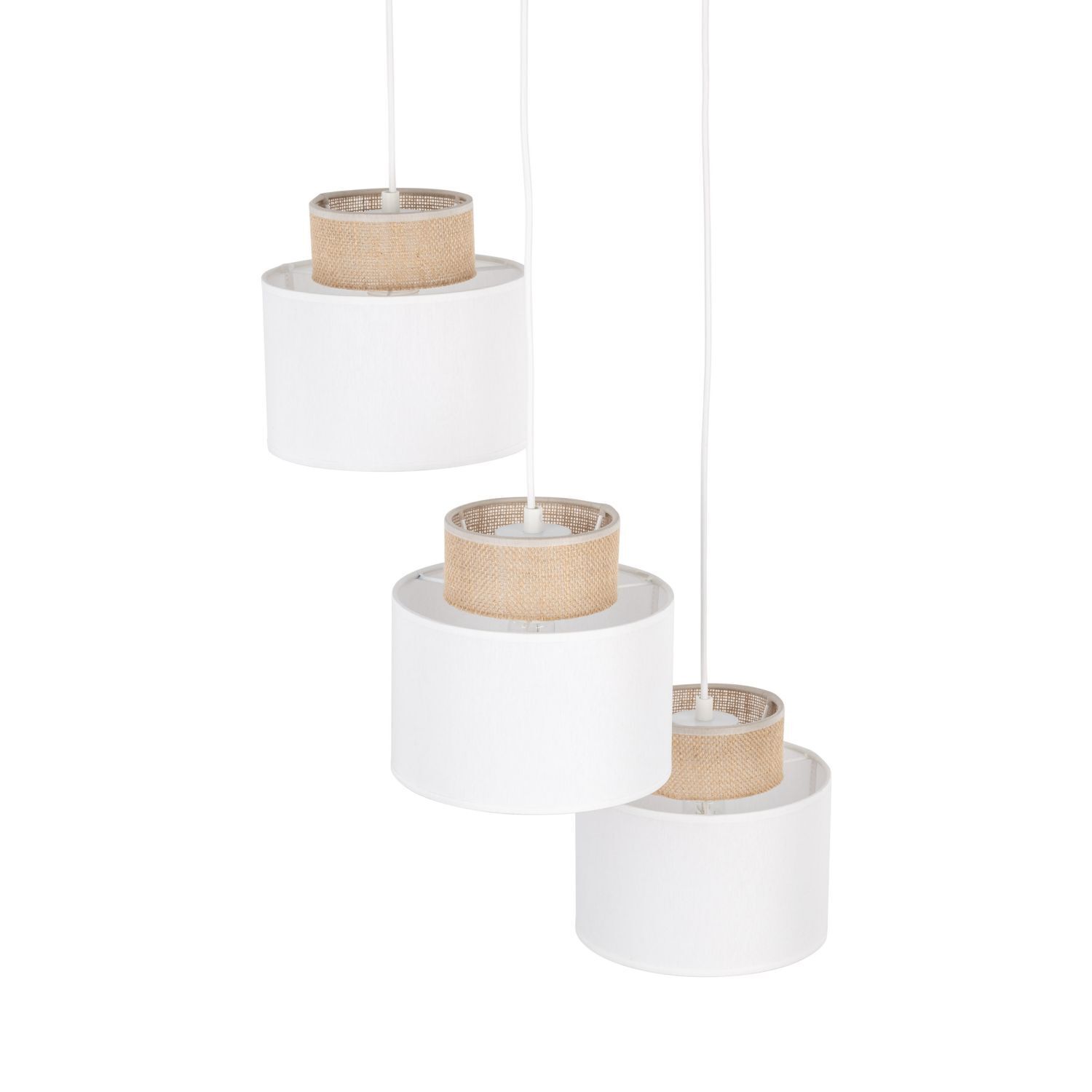 Pendelleuchte verstellbar Stoff Jute H: max. 1,1 m 3x E27