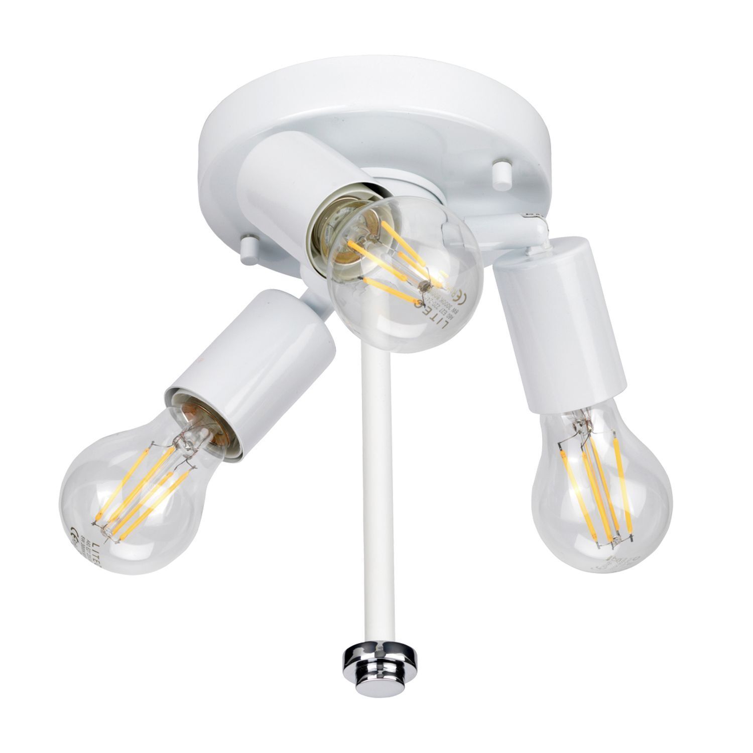 Deckenleuchte Stoff rund in Creme Chrom Ø46cm