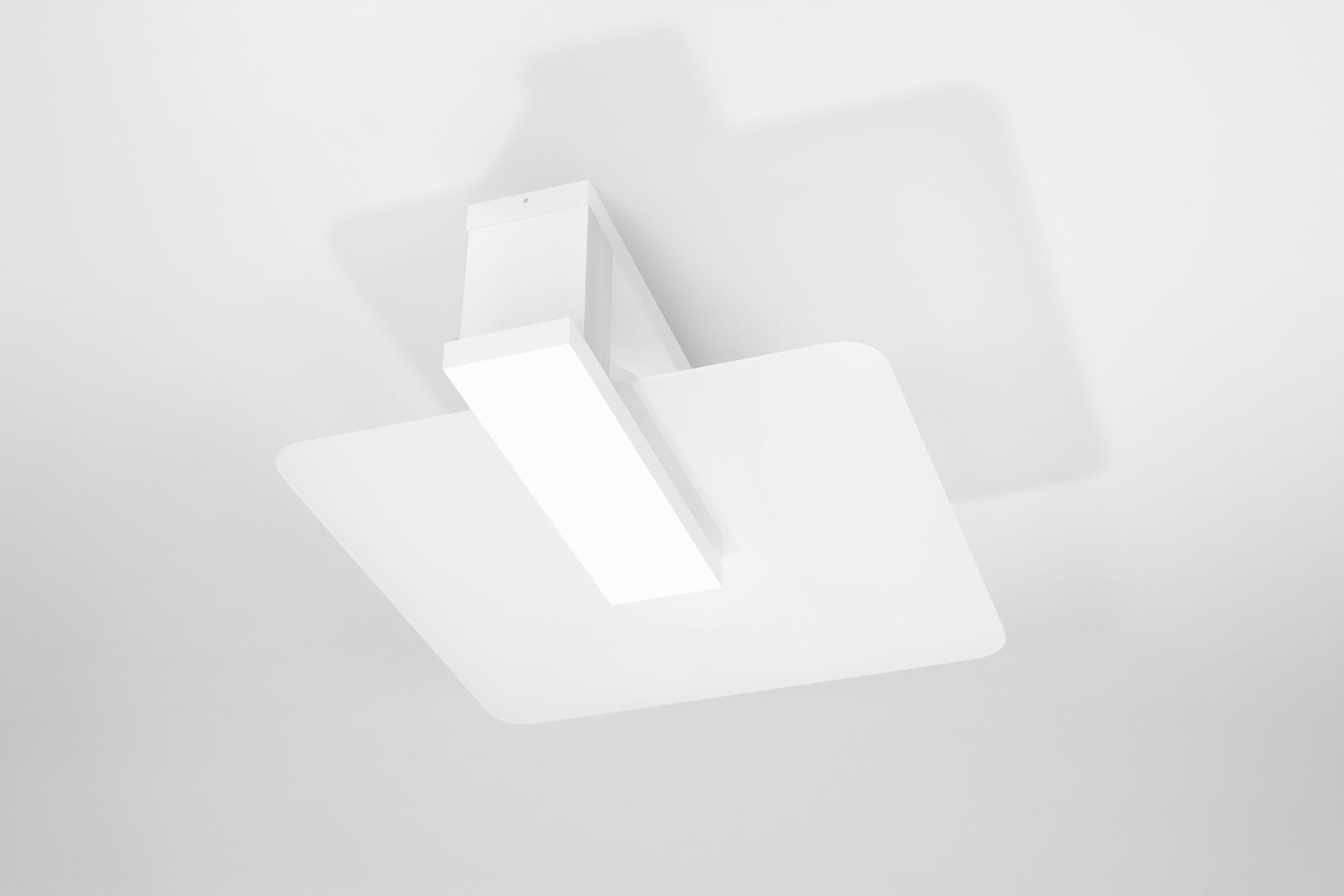 Wohnliche Deckenlampe Weiß Glas Holz flach H: 14 cm