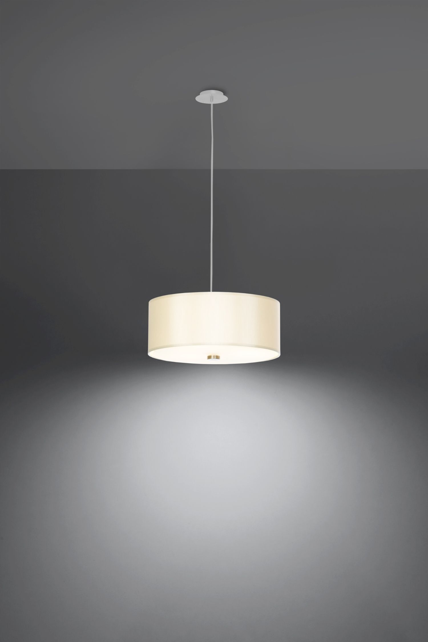 Pendelleuchte Weiß Stoff Glas Ø 30 cm rund 3x E27