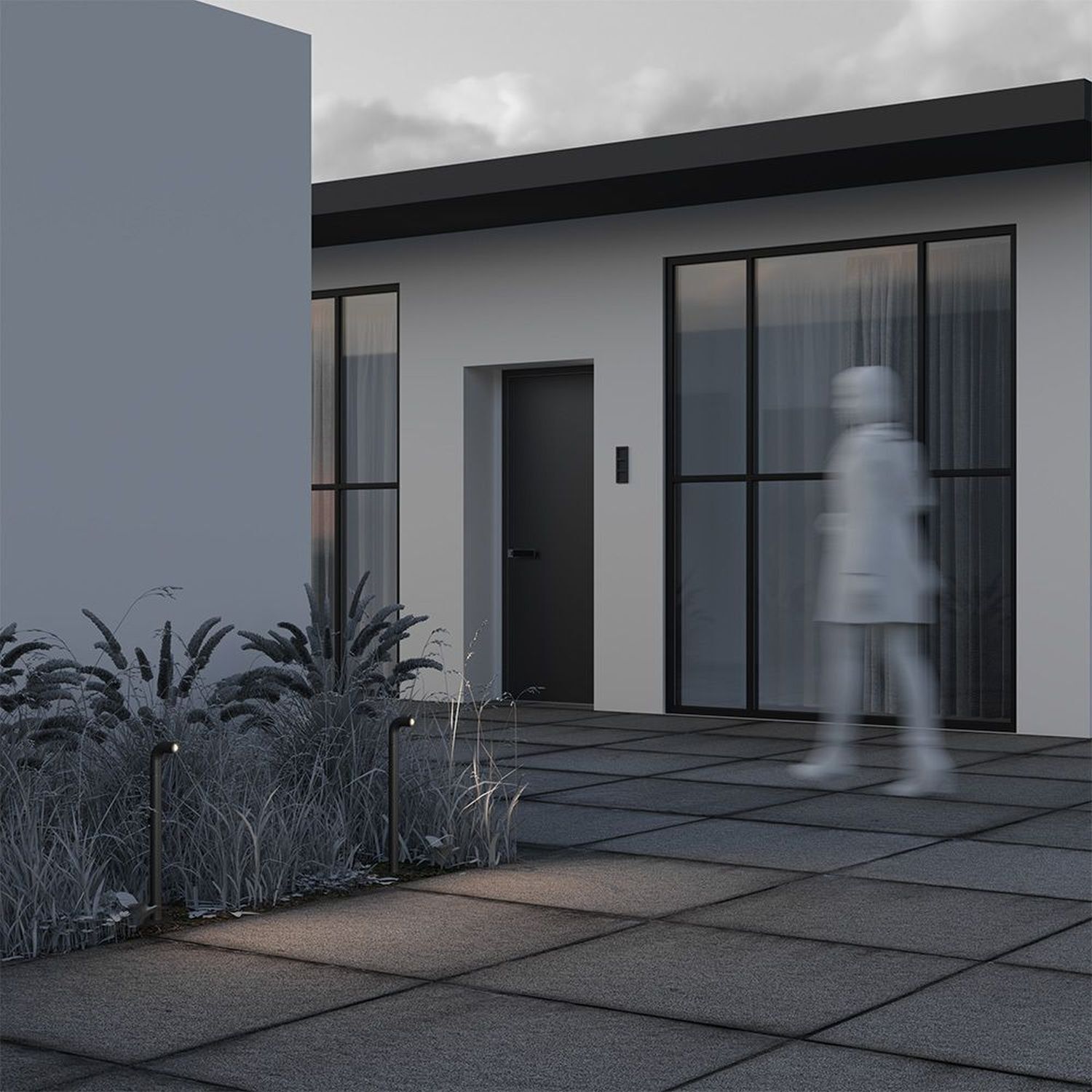 LED Wegeleuchte Edelstahl Graphit IP65 50 cm 3000 K haustür, modernes haus, fronttür, großes fenster, front patio lighting