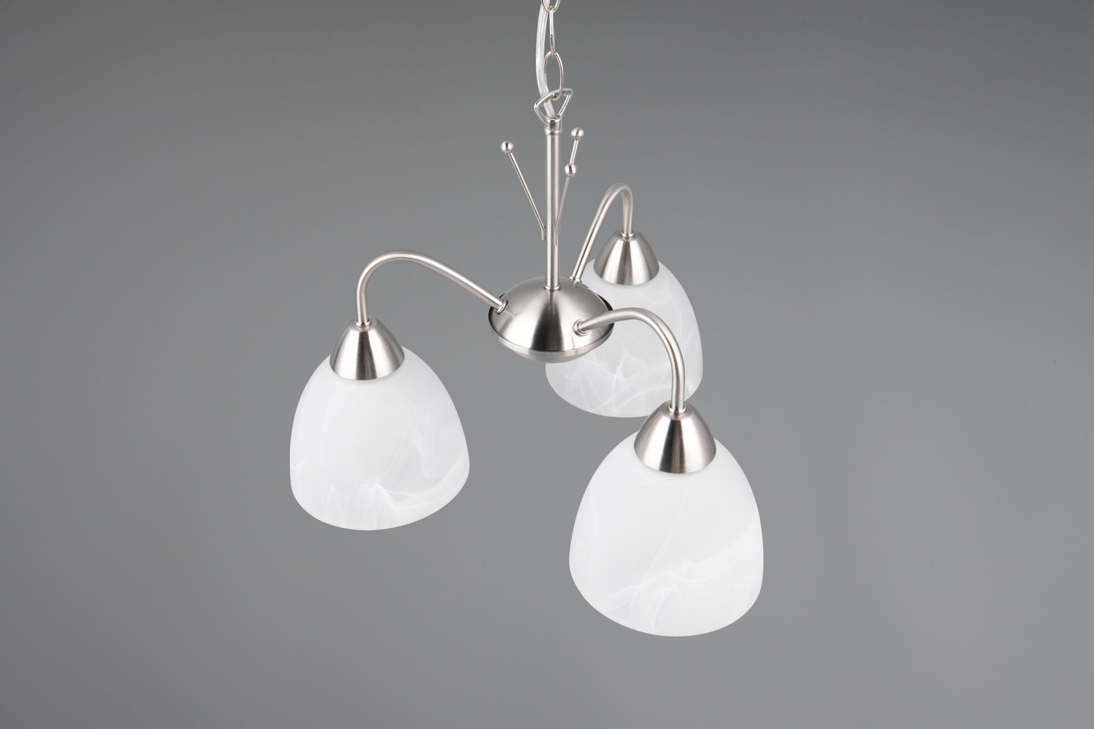 Blendarme Pendelleuchte Metall Glas Nickel Weiß E27 Leuchte, Lampe, Kronleuchter