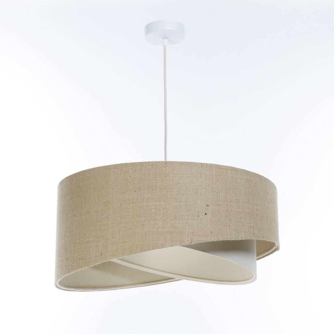 Hängeleuchte Stoffschirm rund D: 40 cm Natur Creme Stoff E27 Lampe