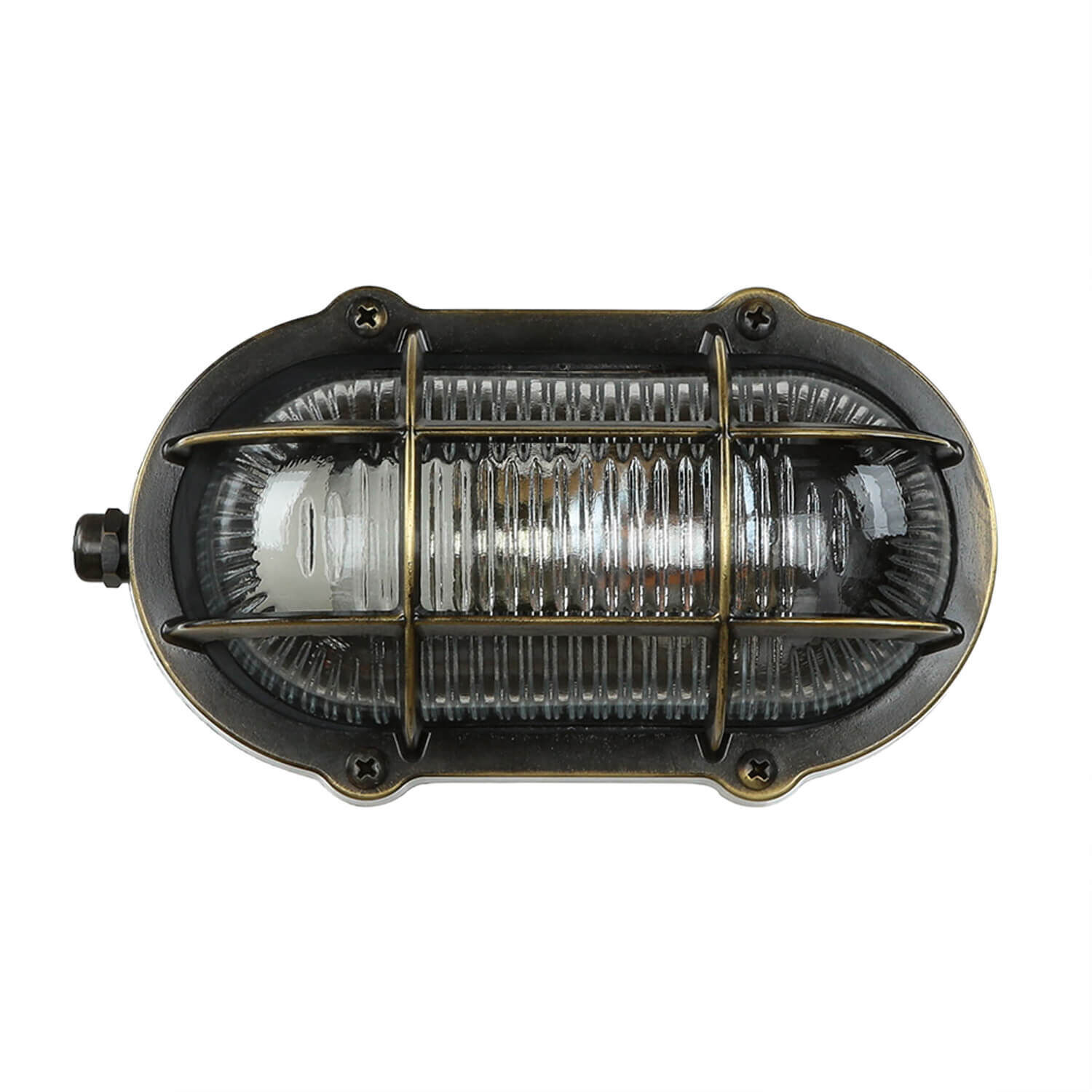 Antike Außenlampe Wand Echt-Messing SKIATHOS