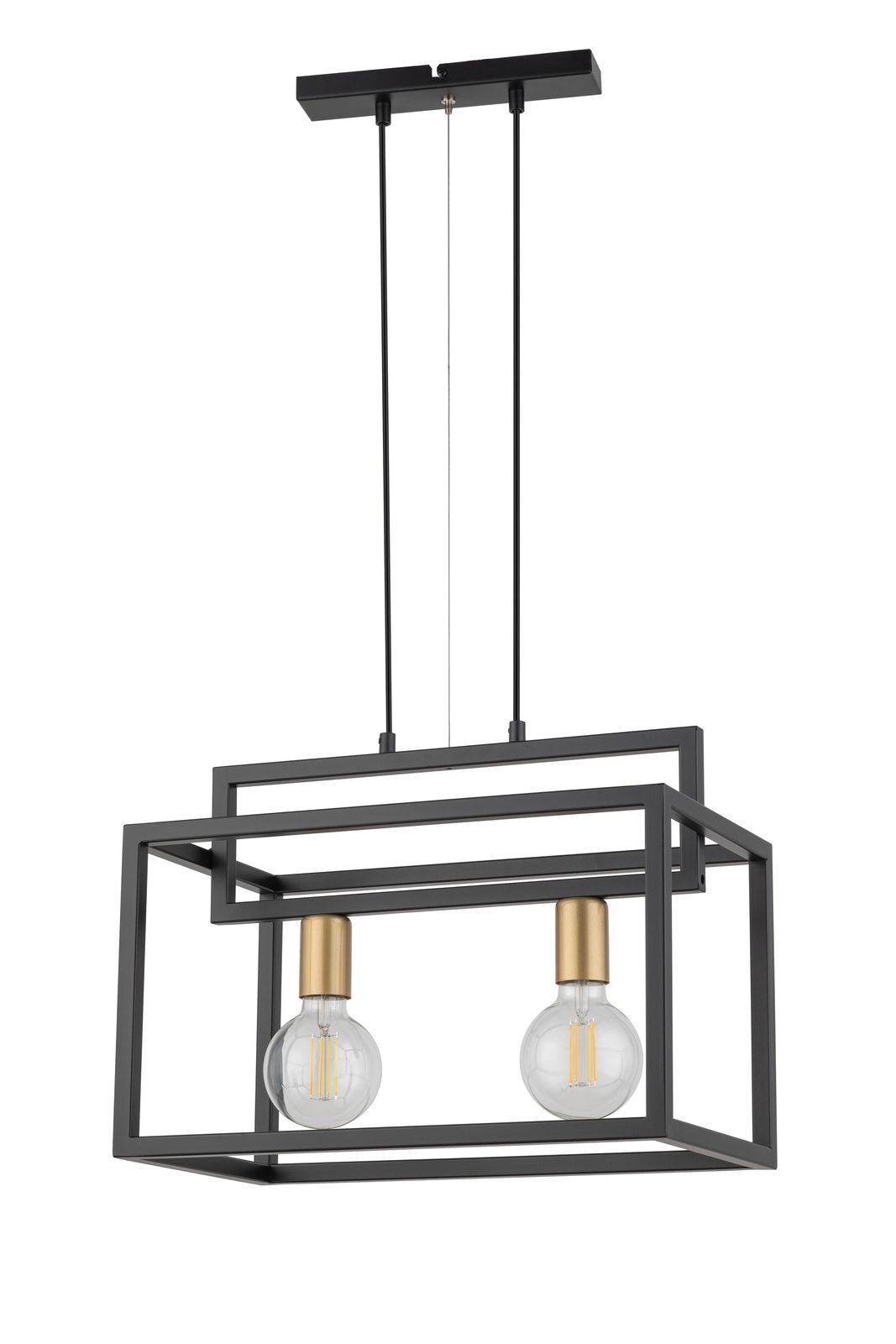 Metall Pendelleuchte Gold Schwarz L:45 cm E27 2-flammig