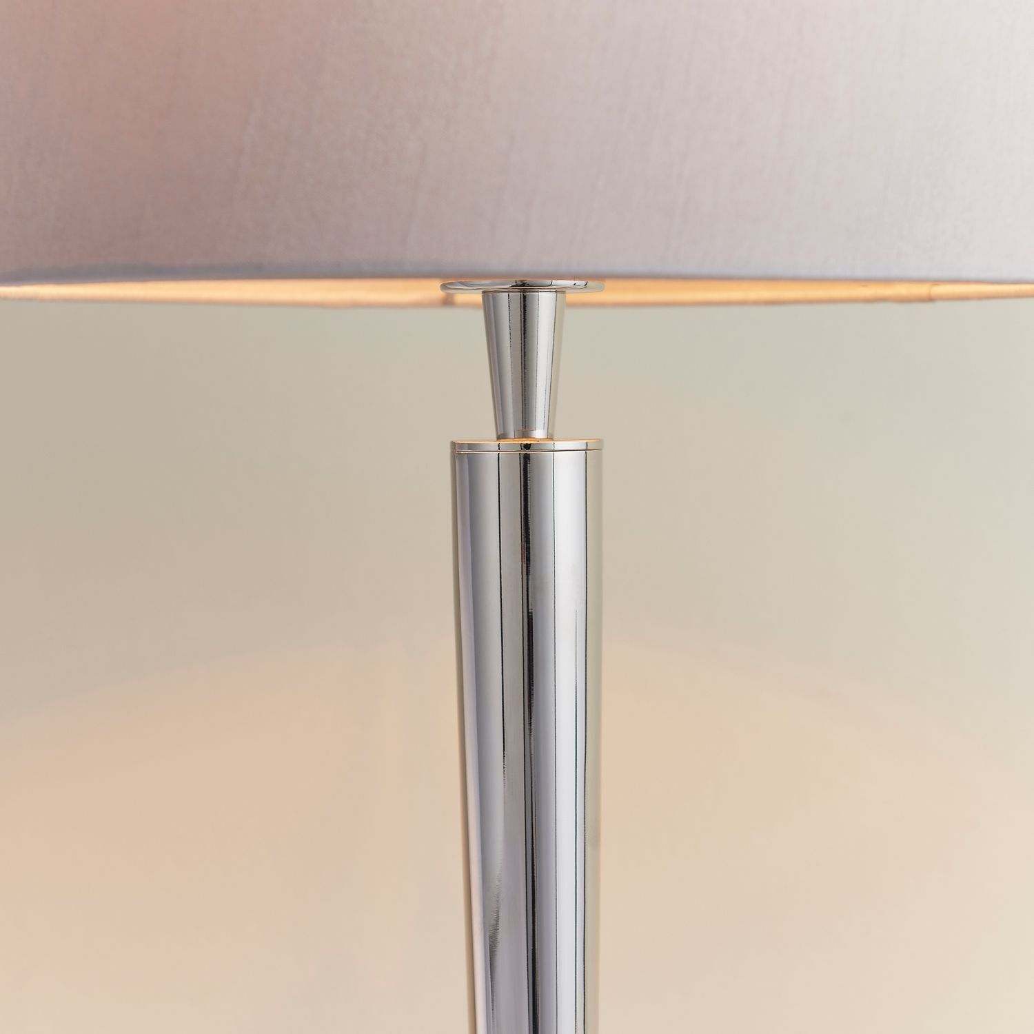 Tischleuchte Stoff Metall 51,5 cm in Nickel Beige E14 FELIX
